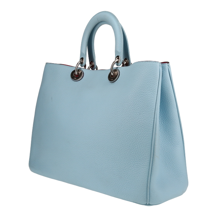 Bolso Cabás Dior  Diorissimo modelo grande  en cuero granulado azul claro - Detail D5