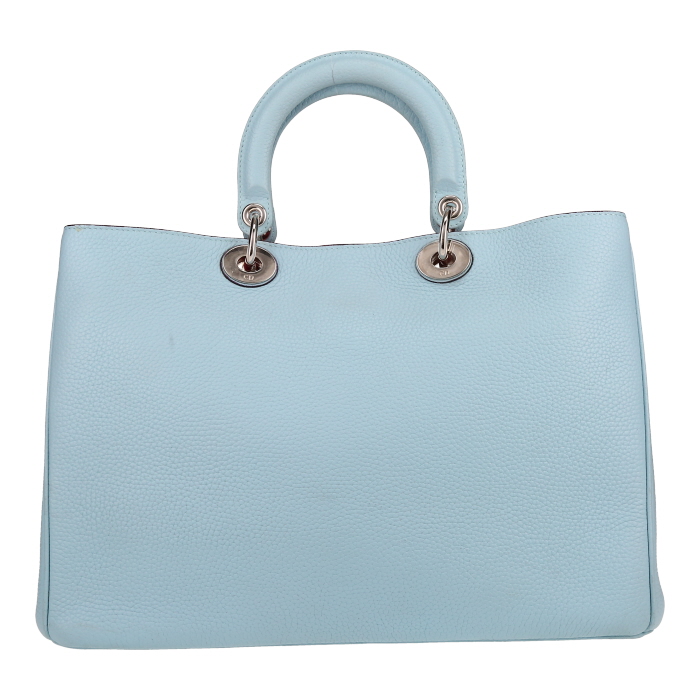 Bolso Cabás Dior  Diorissimo modelo grande  en cuero granulado azul claro - Detail D7