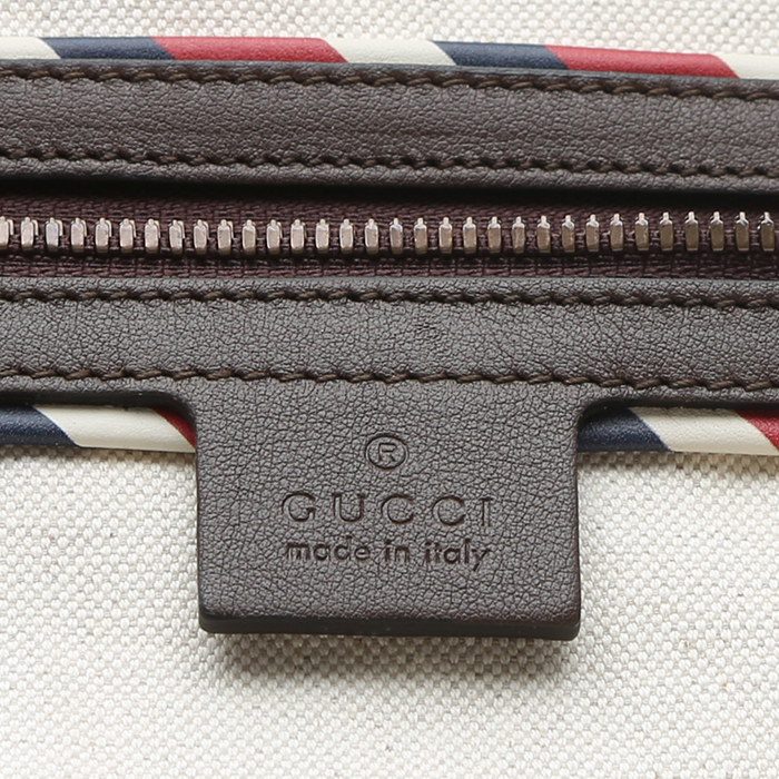 Gucci   soft suitcase  in beige monogram canvas  and brown leather - Detail D3