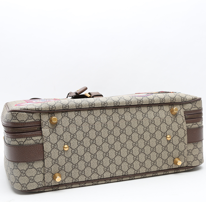 Maleta flexible Gucci   en lona Monogram beige y cuero marrón - Detail D4