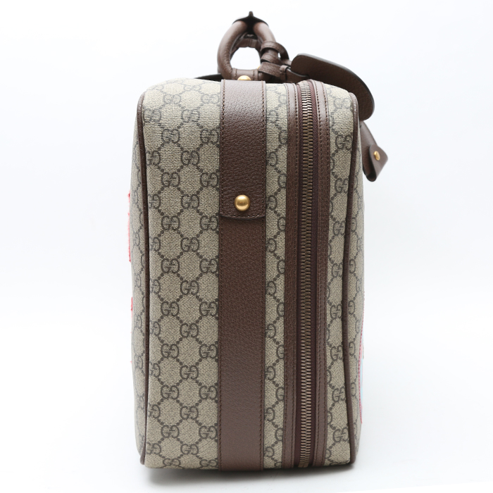 Valise souple Gucci   en toile monogram beige et cuir marron - Detail D6