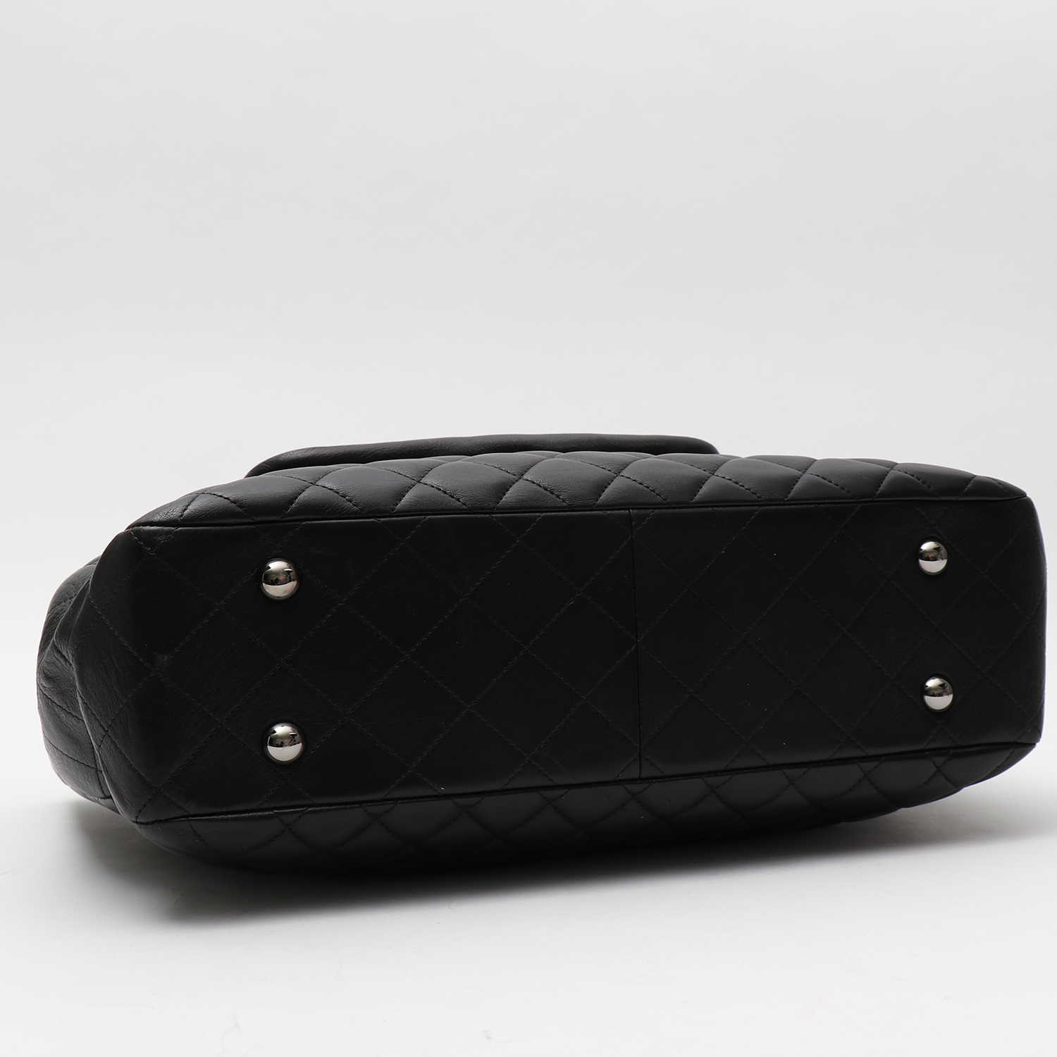 Chanel Grand Shopping shopping bag in black quilted leather - Detail D4