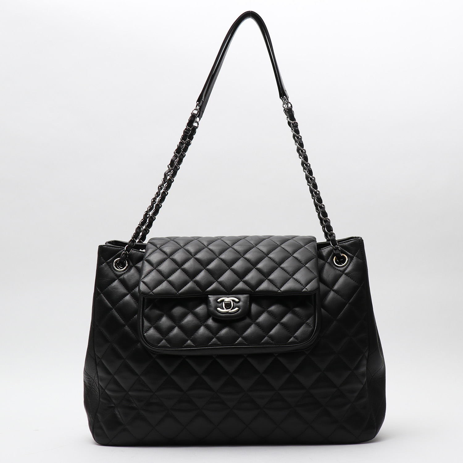 Shopping bag Chanel Grand Shopping in pelle trapuntata nera - Detail D8
