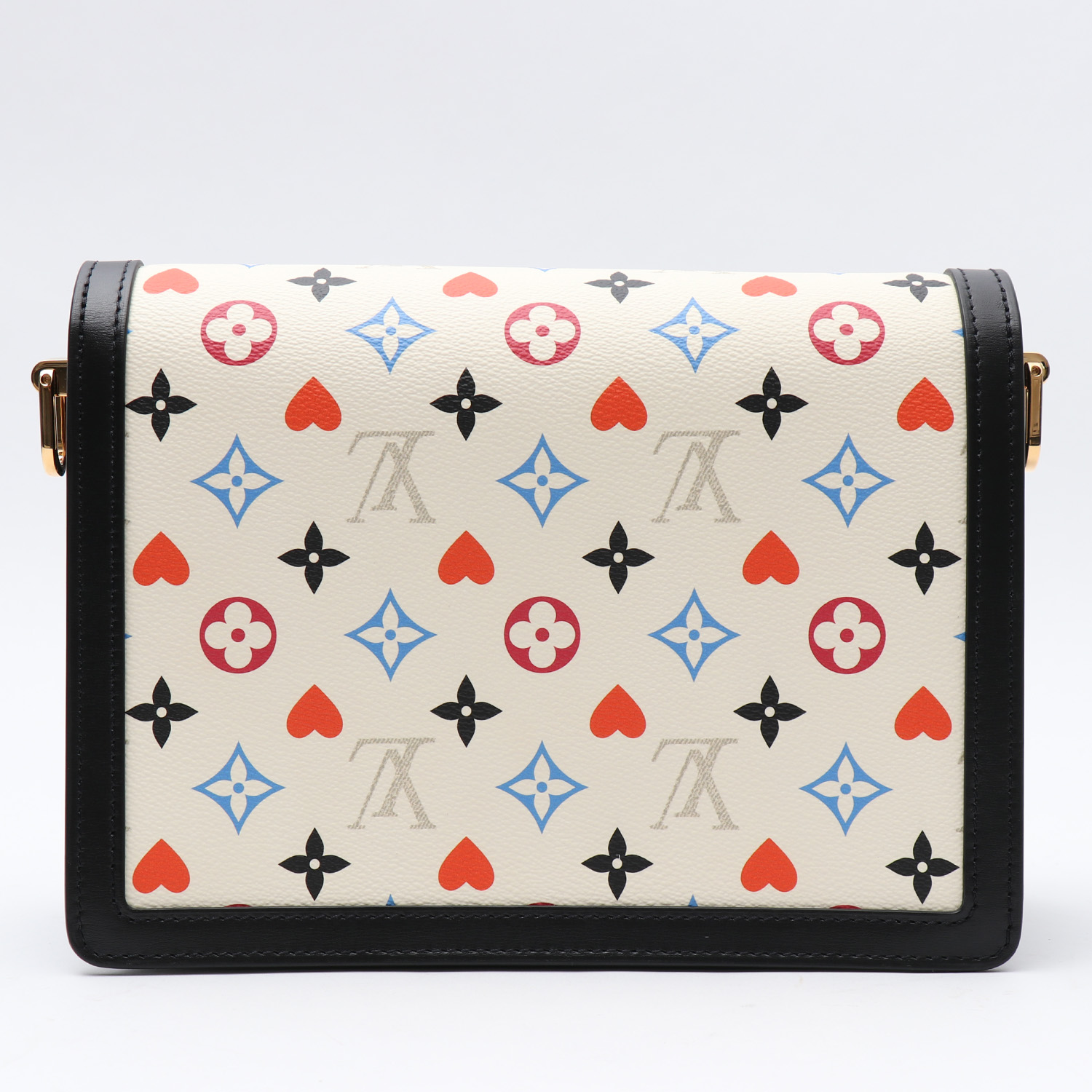 Louis Vuitton Dauphine handbag in white monogram canvas and black leather - Detail D7