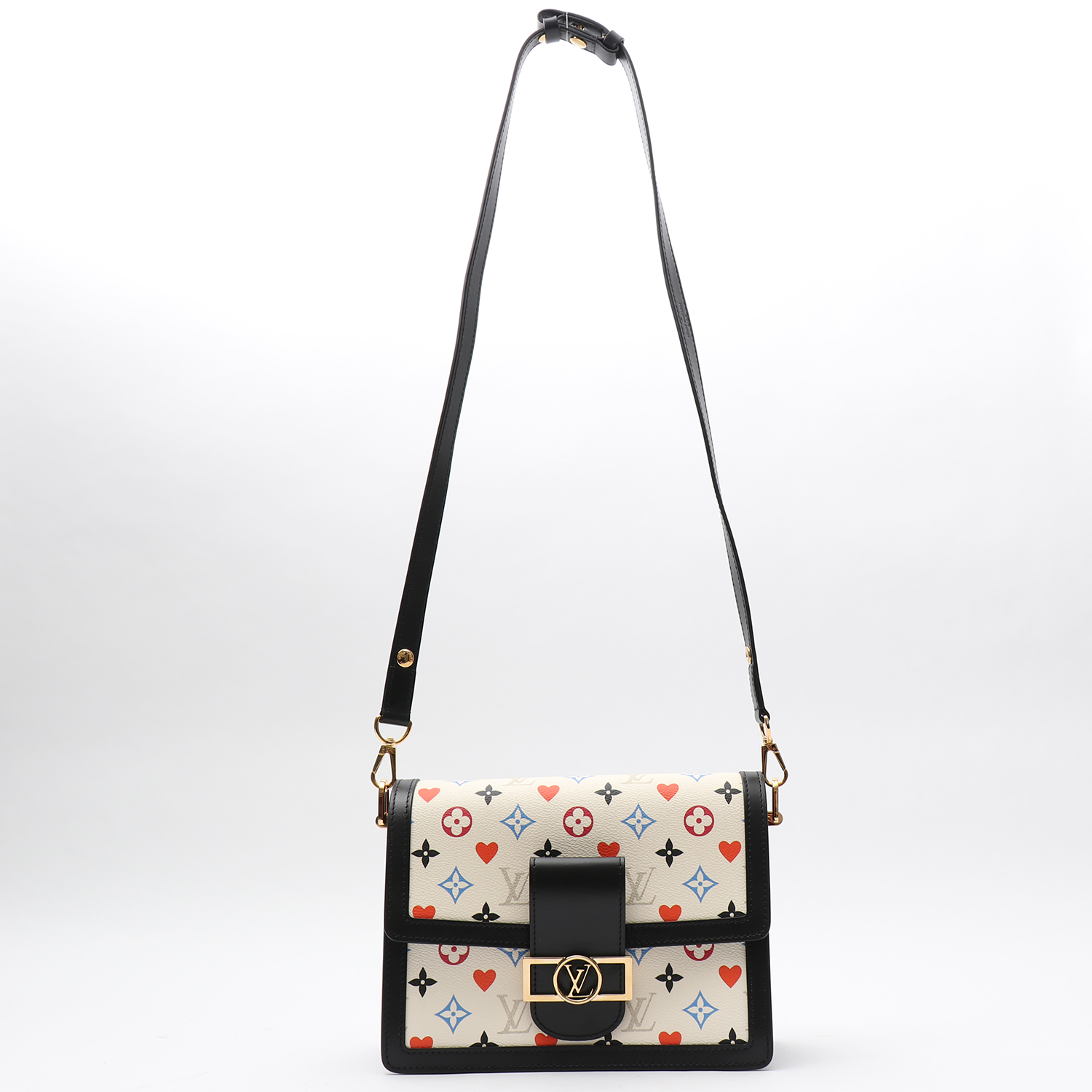 Louis Vuitton Dauphine handbag in white monogram canvas and black leather - Detail D8