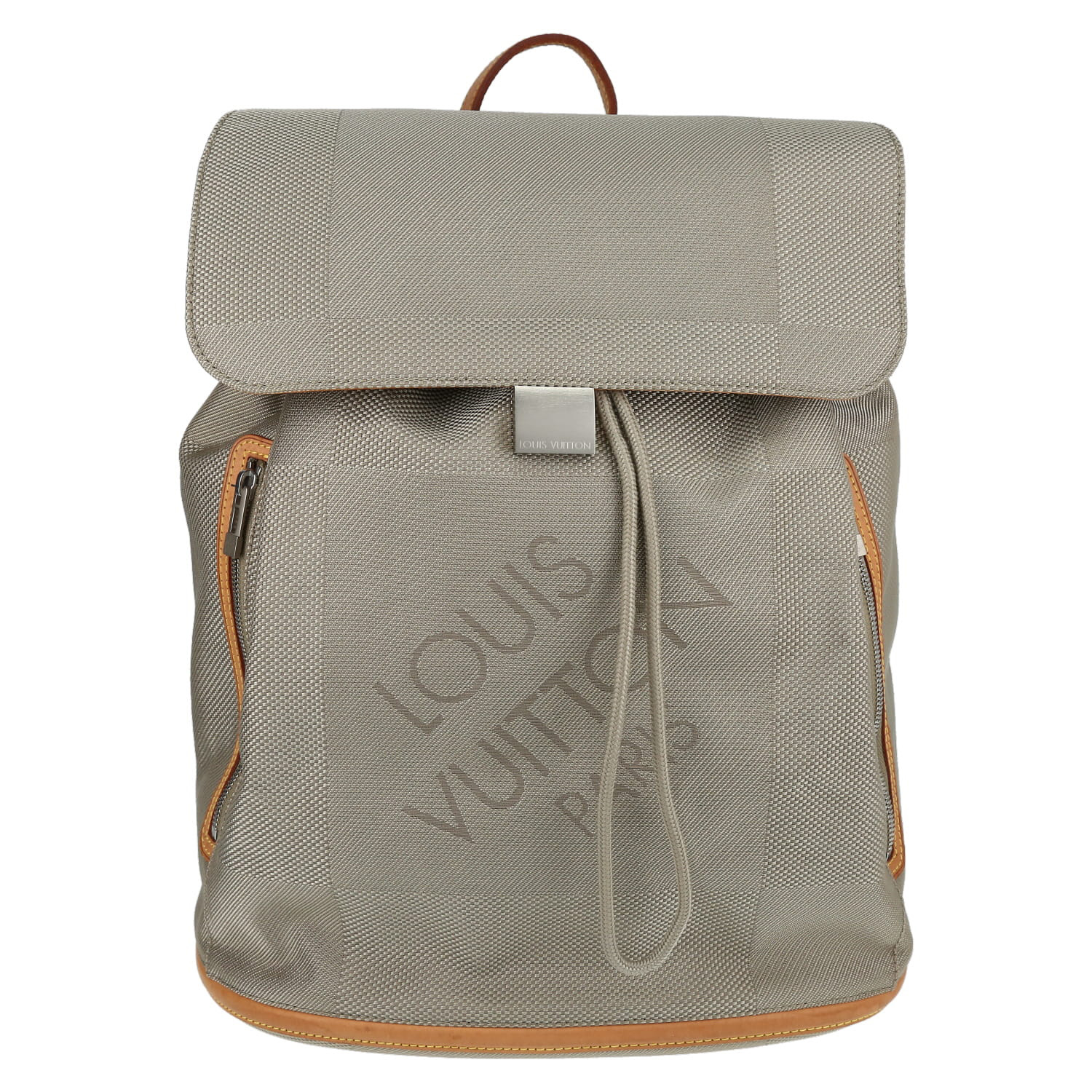 Louis Vuitton   backpack  in grey damier canvas  and natural leather - Detail D2