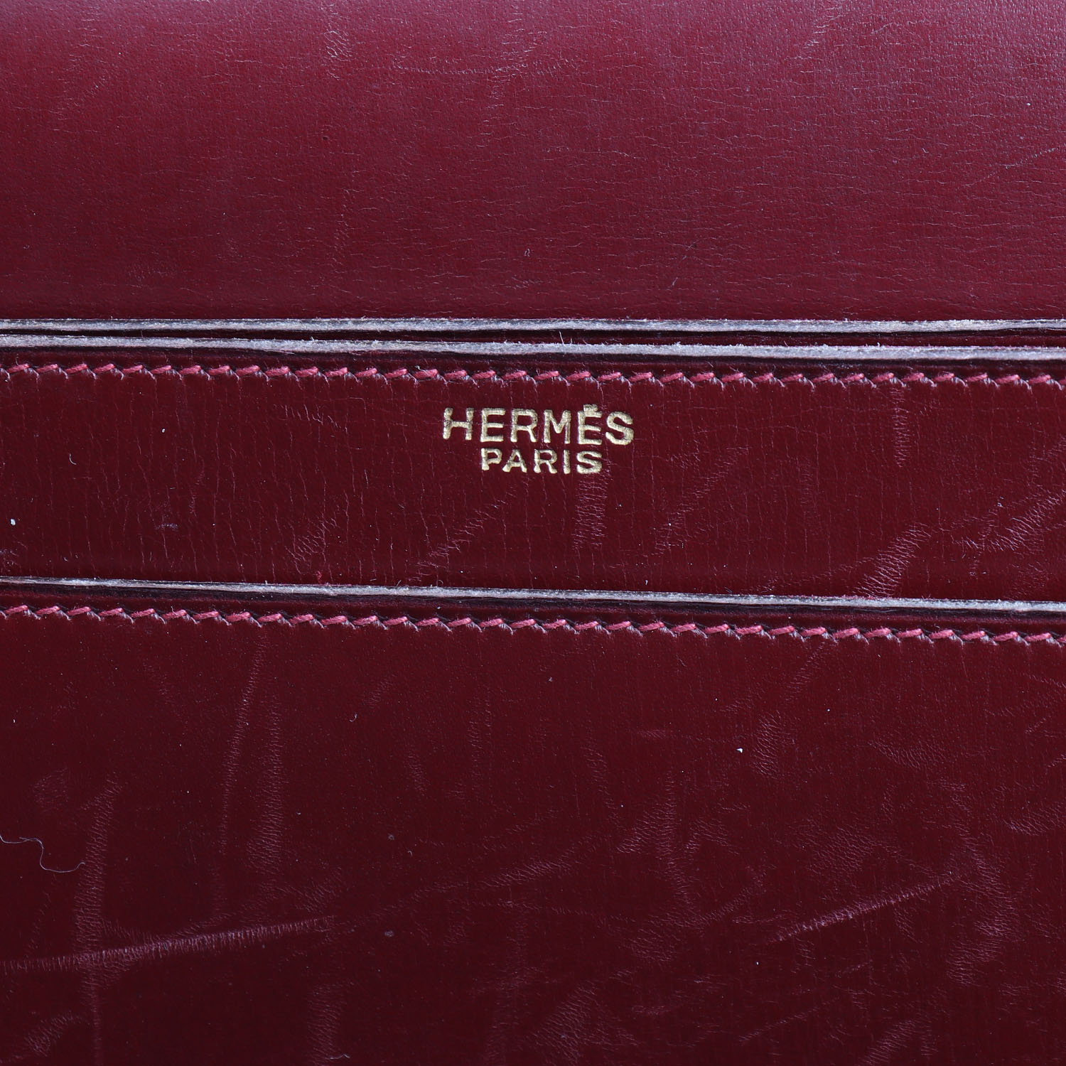 Bolso de mano Hermès Cordeliere en cuero box color burdeos - Detail D3