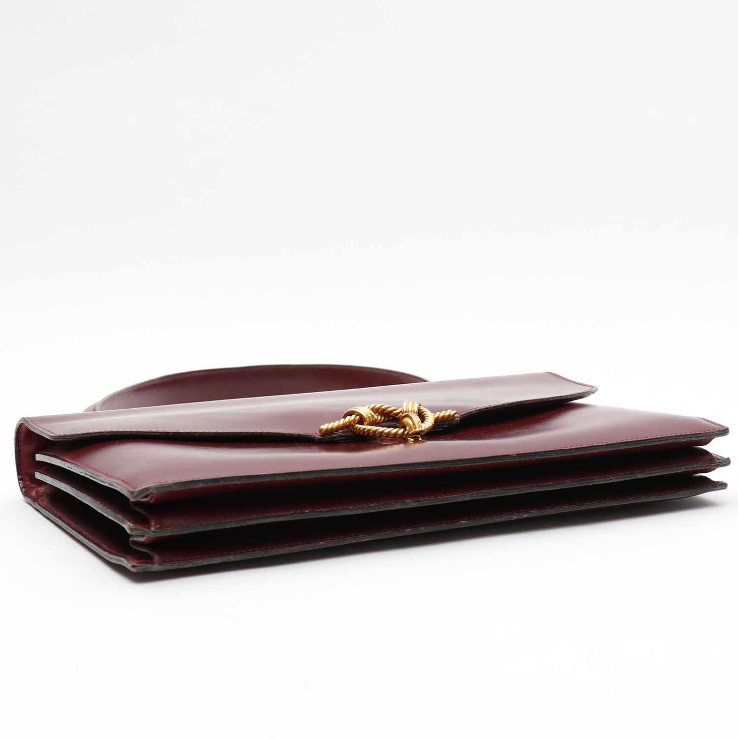 Hermès Cordeliere handbag in burgundy box leather - Detail D4