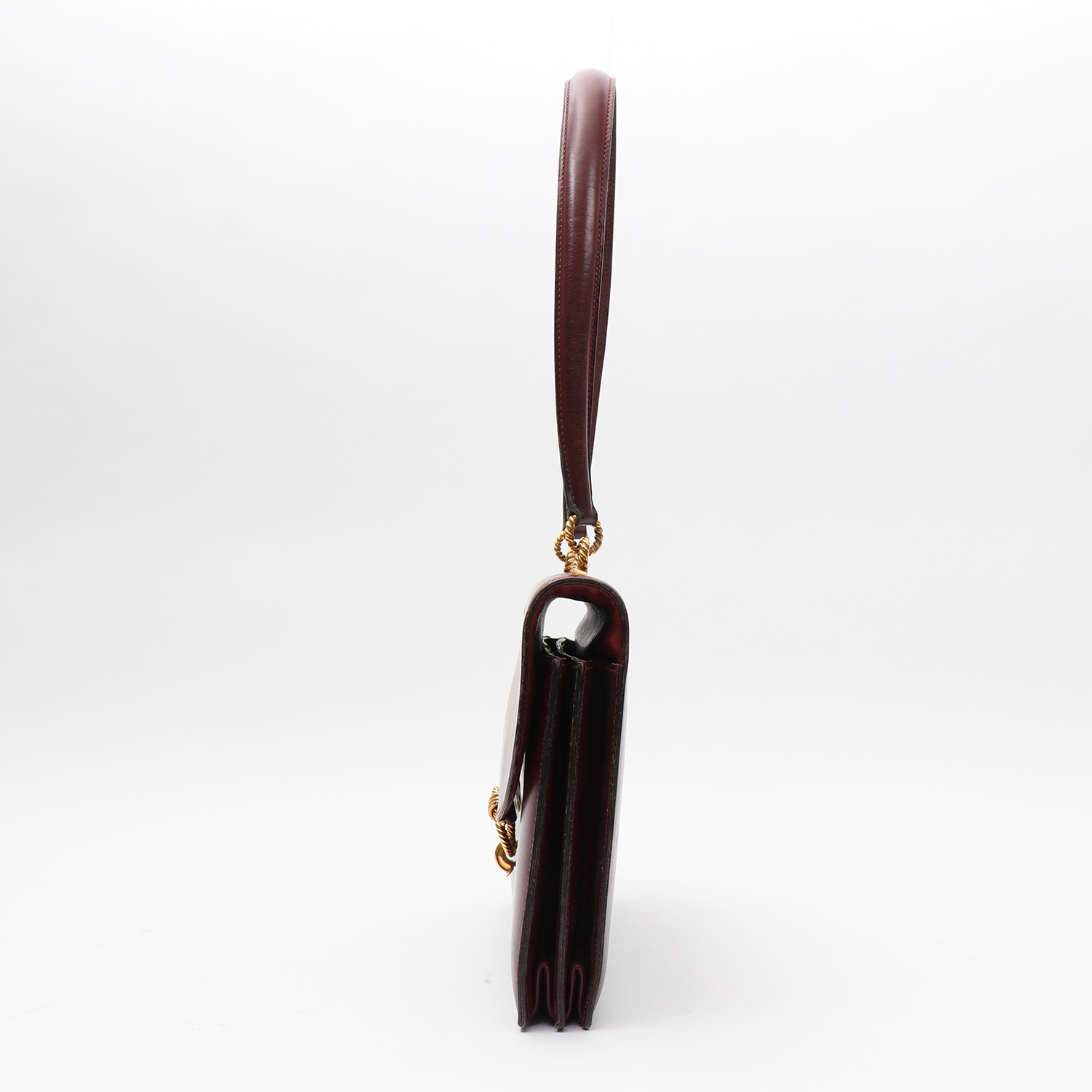Hermès Cordeliere handbag in burgundy box leather - Detail D5