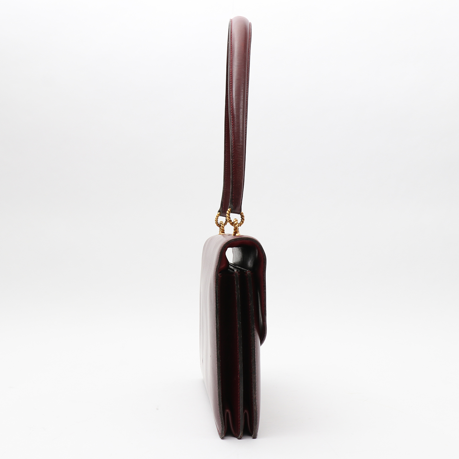 Hermès Cordeliere handbag in burgundy box leather - Detail D6