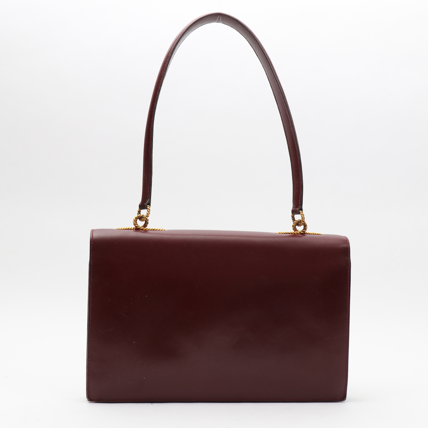 Bolso de mano Hermès Cordeliere en cuero box color burdeos - Detail D7
