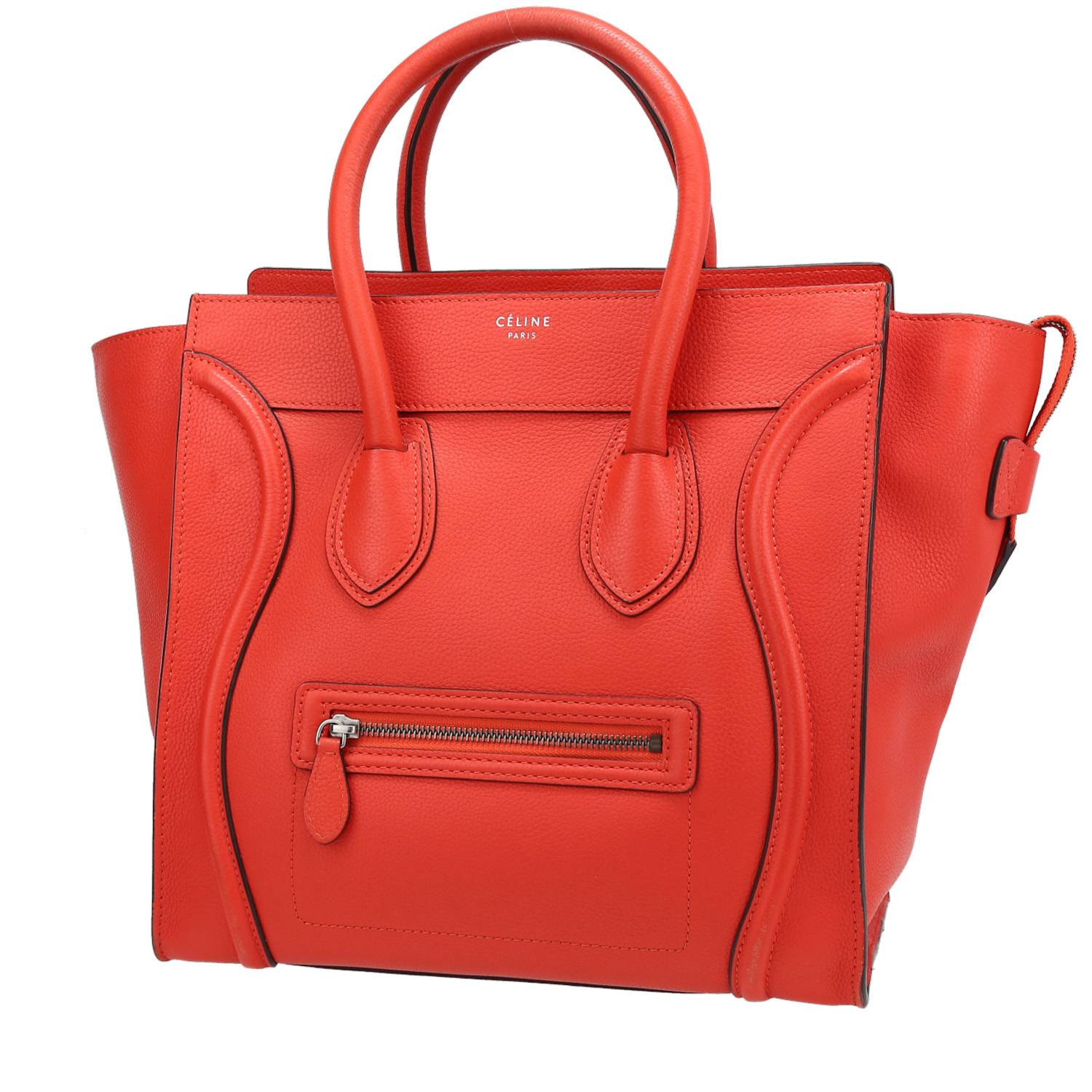 sac à main celine luggage moyen modèle en cuir rouge