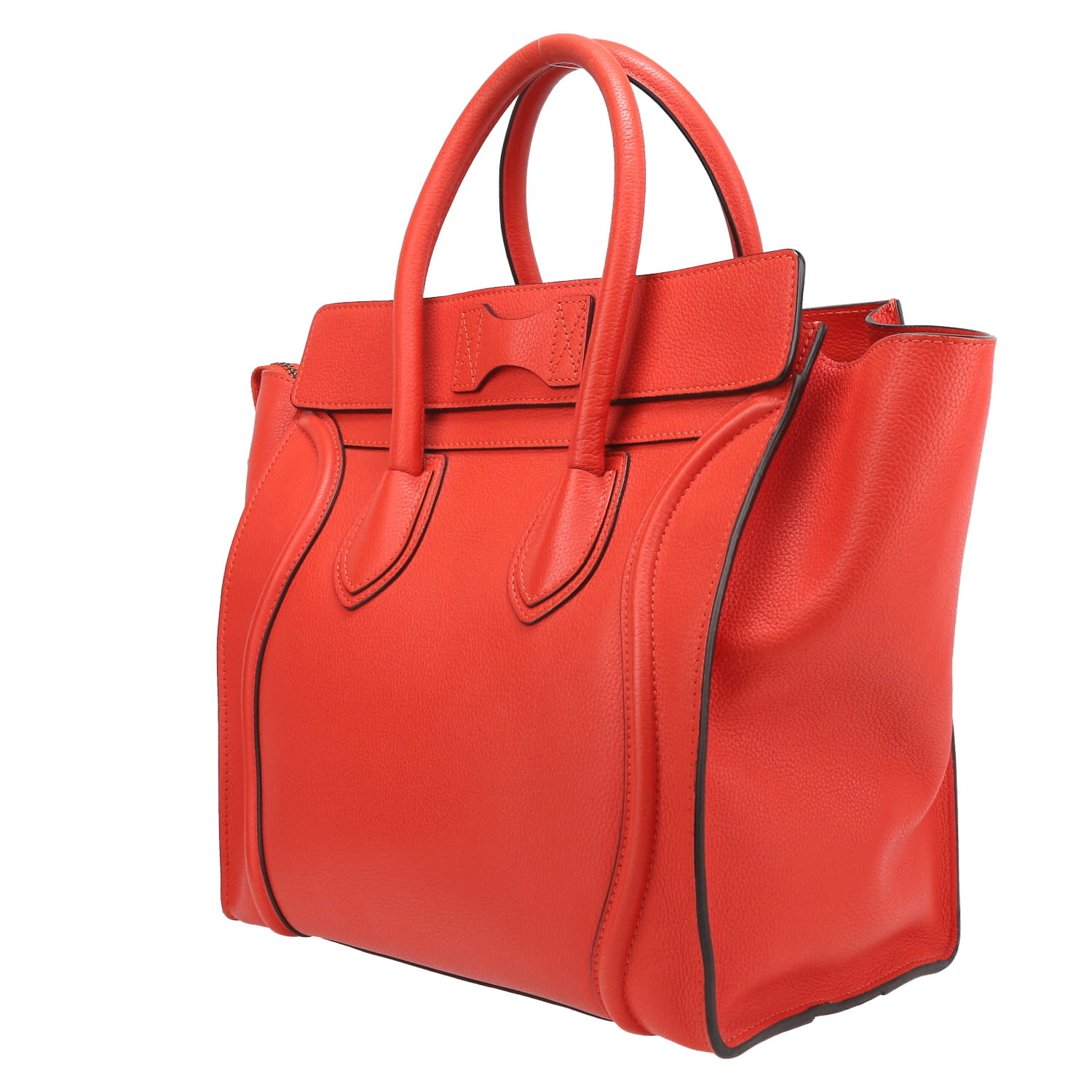 Sac à main Celine  Luggage moyen modèle  en cuir rouge - Detail D5