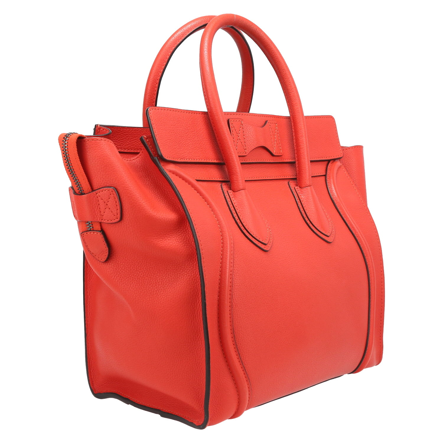 Bolso de mano Celine  Luggage modelo mediano  en cuero rojo - Detail D6
