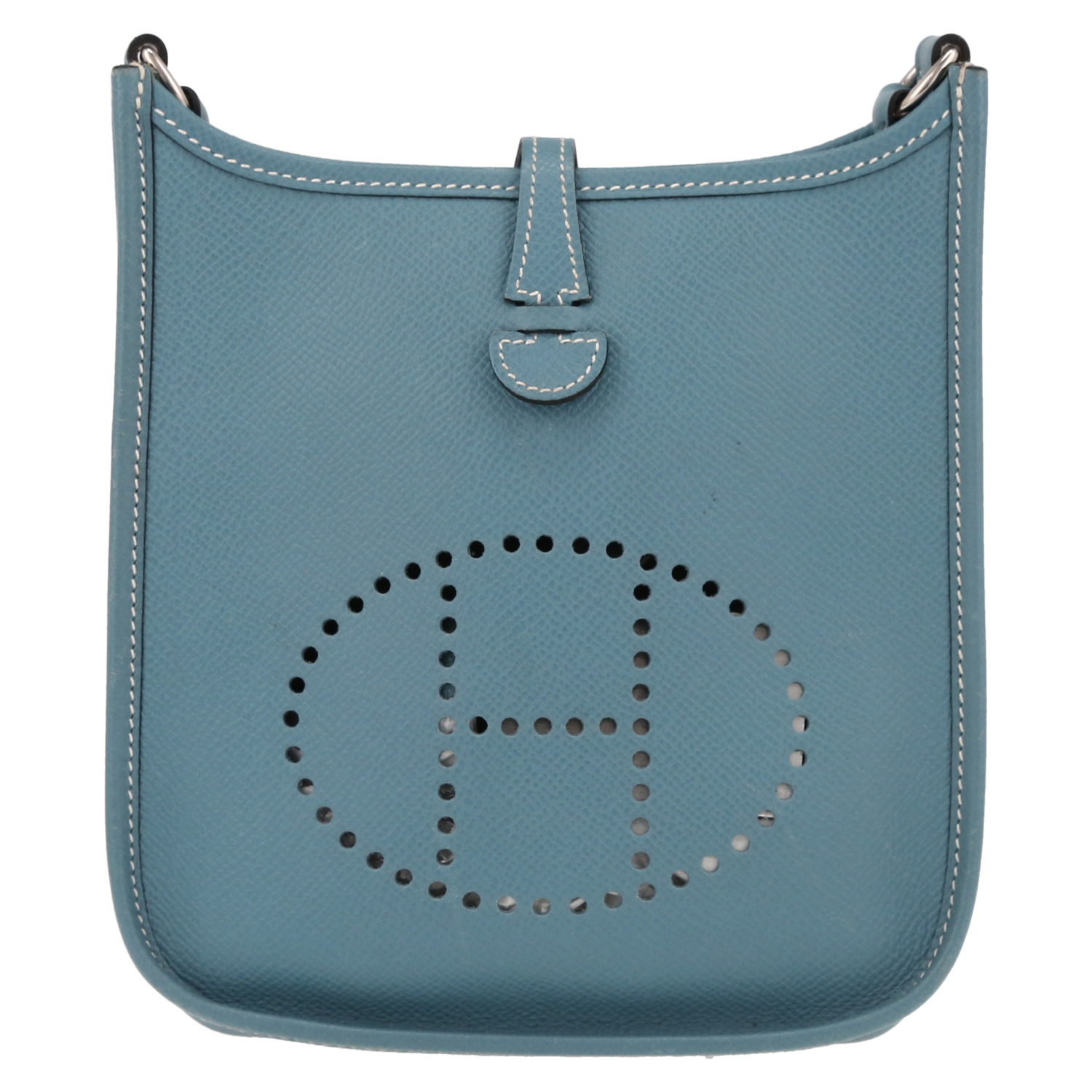 Hermès  Mini Evelyne shoulder bag  in blue epsom leather - Detail D2