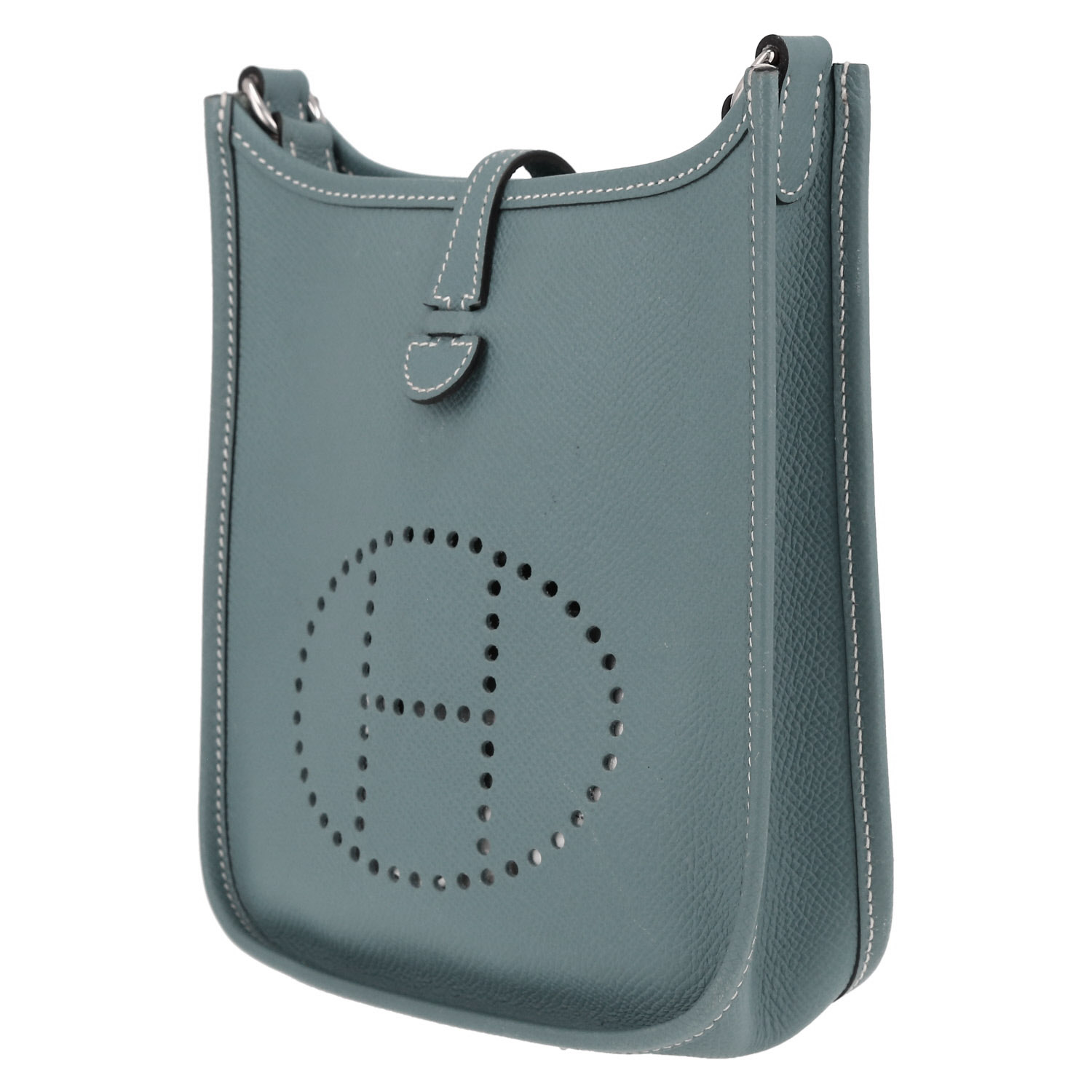 Hermès  Mini Evelyne shoulder bag  in blue epsom leather - Detail D3