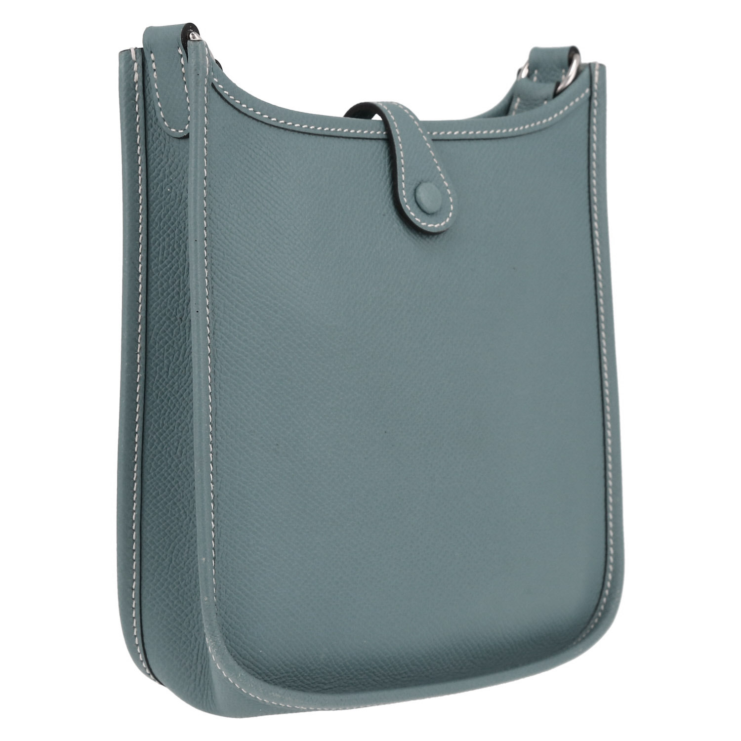 Bolso bandolera Hermès  Mini Evelyne en cuero epsom azul - Detail D6