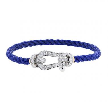 Fred Force 10 large model in rose gold and blue indigo cable bracelet