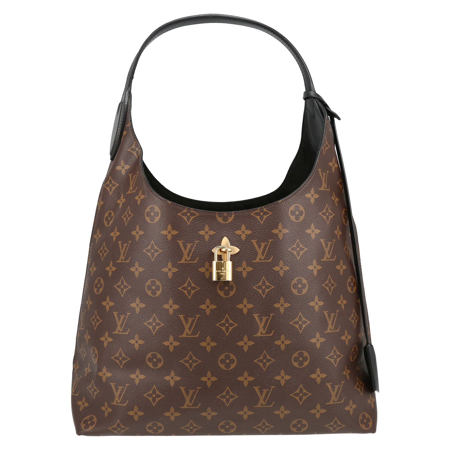 Sac cabas Louis Vuitton  Flower Hobo en toile monogram et cuir noir - Detail D2