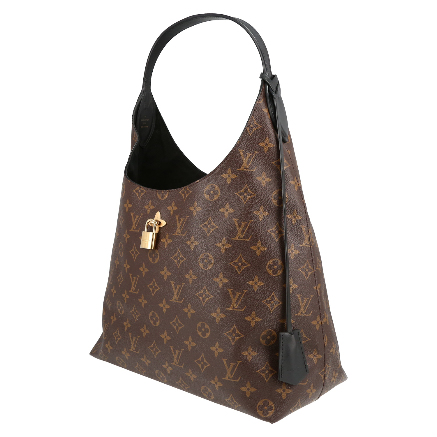 Sac cabas Louis Vuitton  Flower Hobo en toile monogram et cuir noir - Detail D3