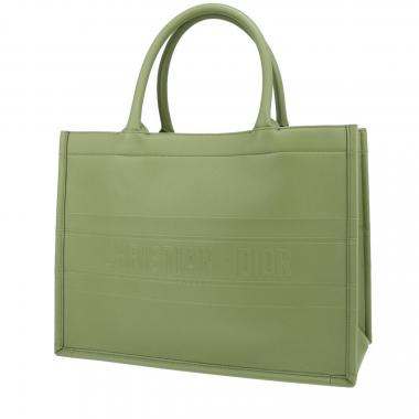 thumb dior book tote shopping bag in green leather