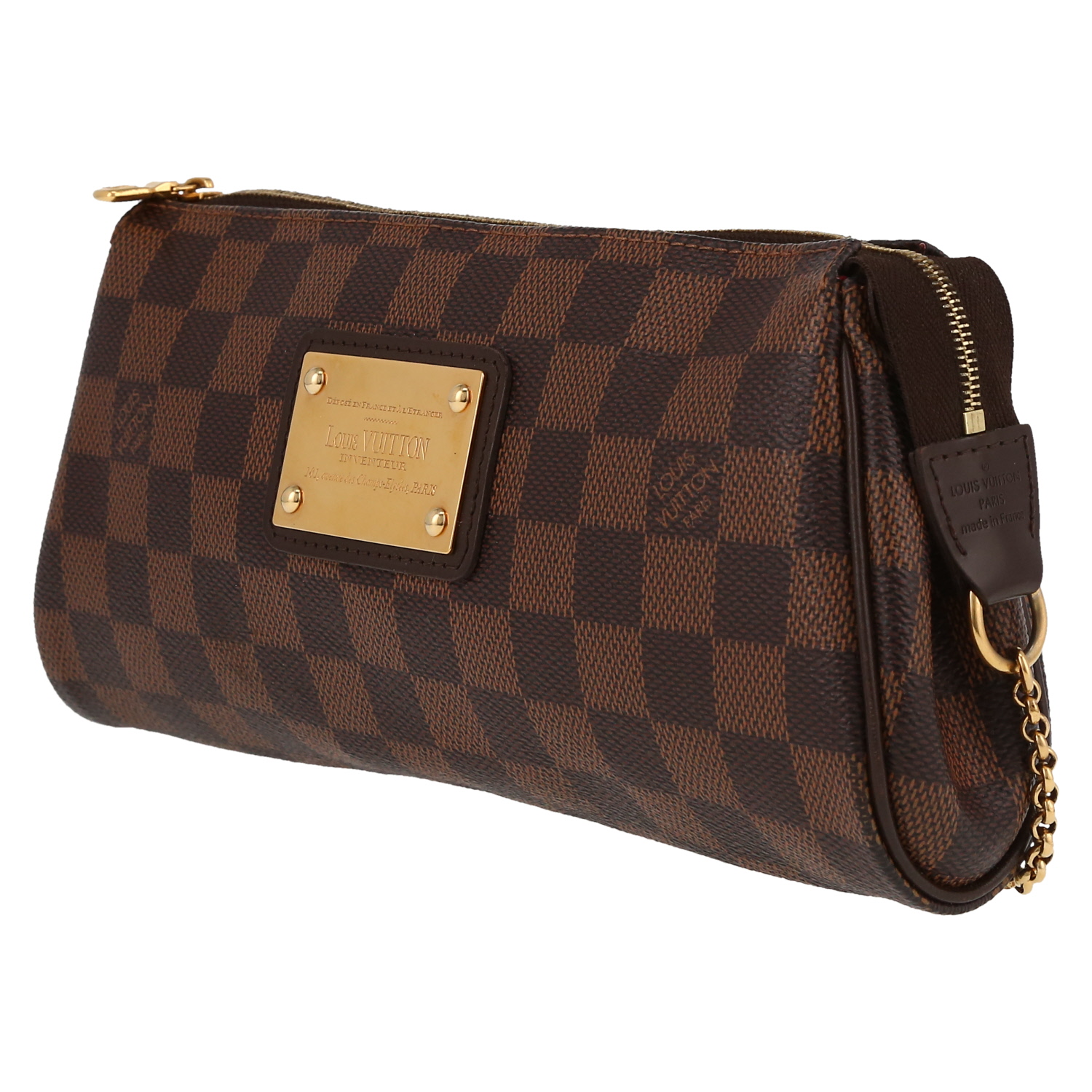 Borsa a tracolla Louis Vuitton  Eva in tela a scacchi ebana e pelle marrone - Detail D3