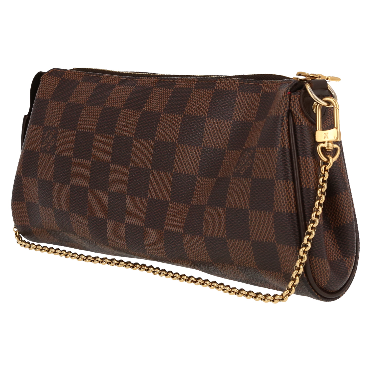 Borsa a tracolla Louis Vuitton  Eva in tela a scacchi ebana e pelle marrone - Detail D5