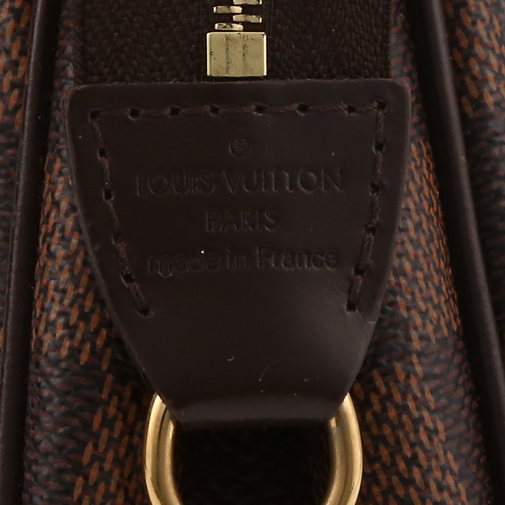 Bolso bandolera Louis Vuitton  Eva en lona a cuadros ébano y cuero marrón - Detail D9
