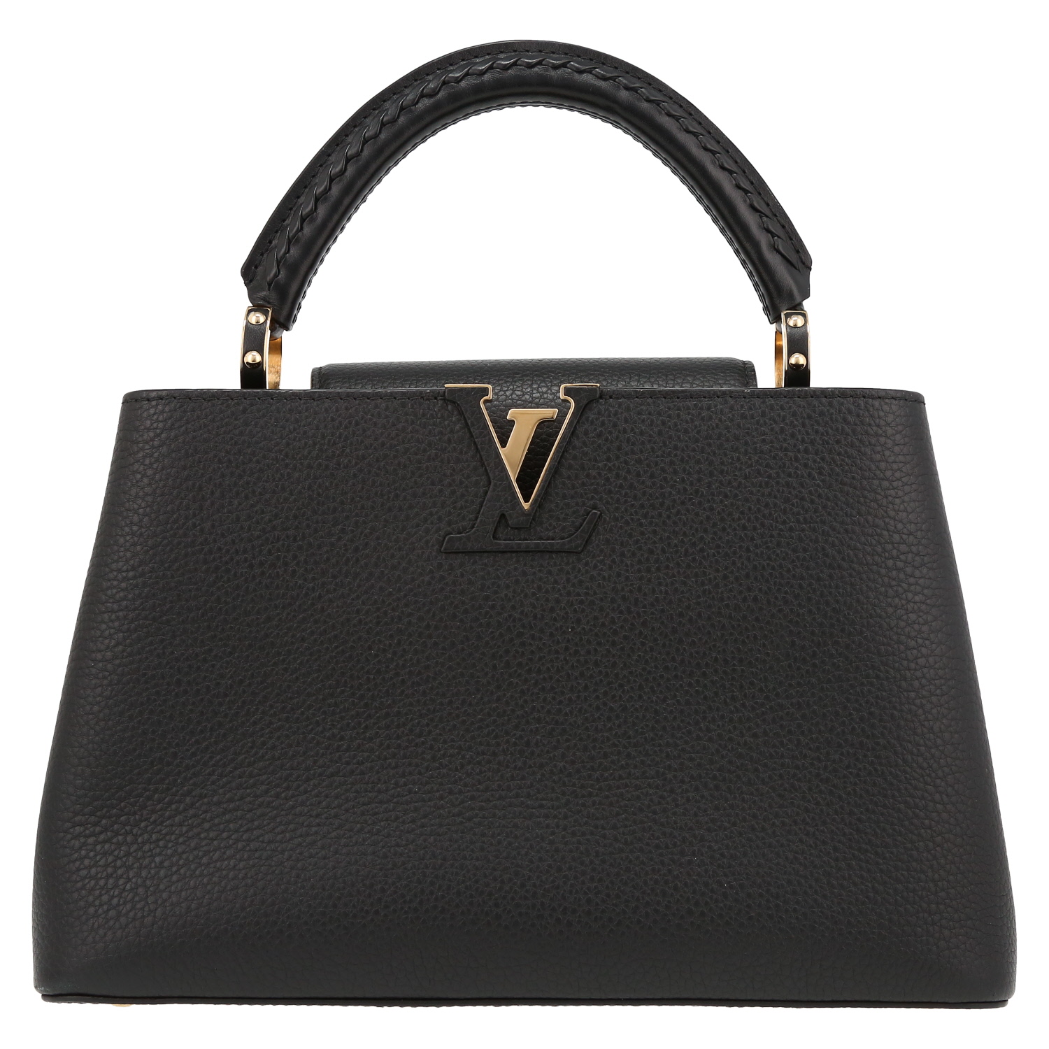 Borsa Louis Vuitton  Capucines MM in pelle martellata nera - Detail D2
