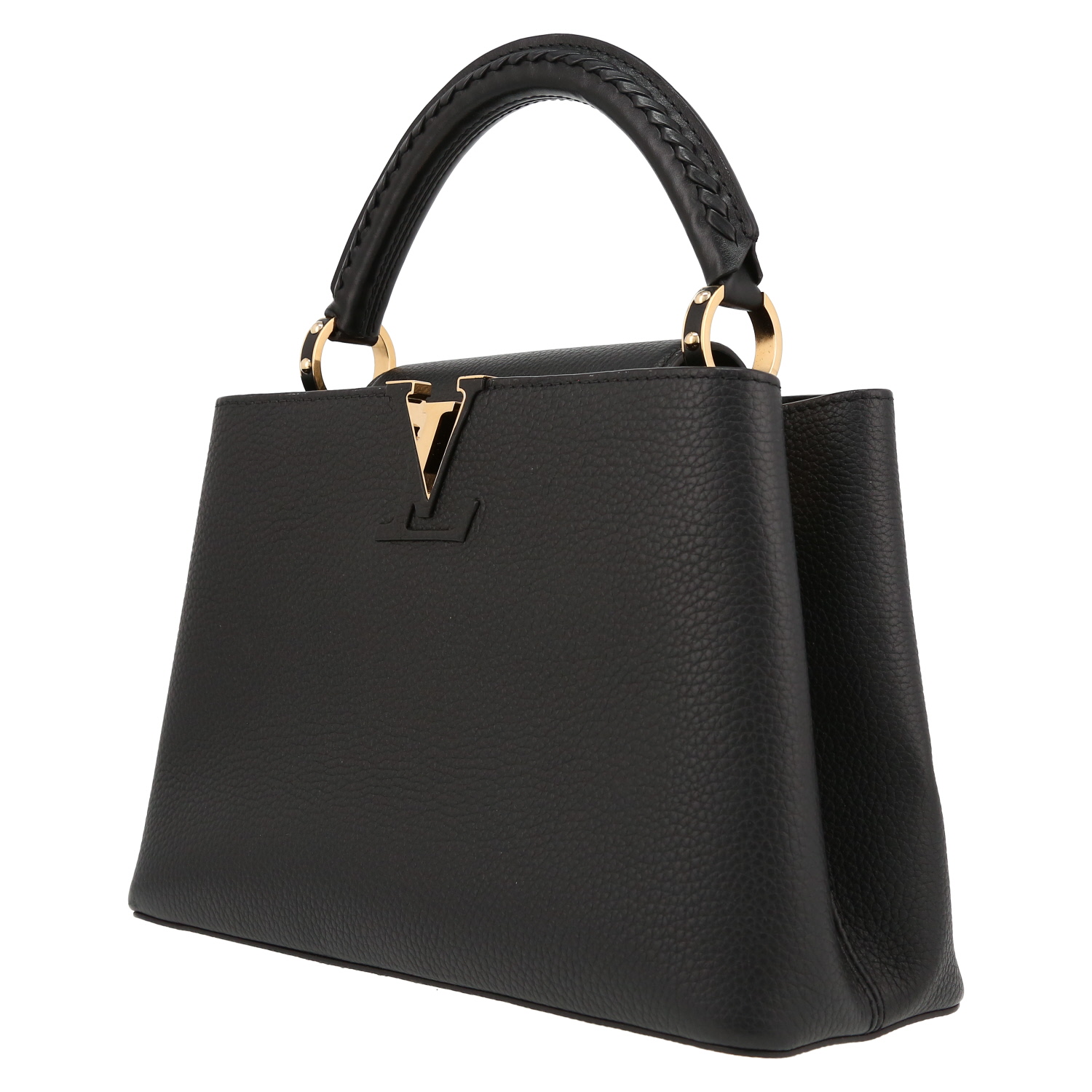 Borsa Louis Vuitton  Capucines MM in pelle martellata nera - Detail D3