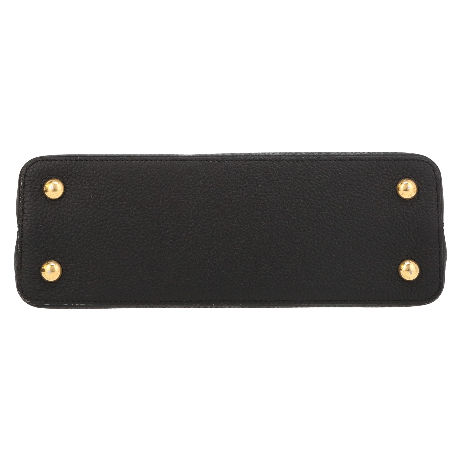 Sac à main Louis Vuitton  Capucines MM en cuir grainé noir - Detail D4