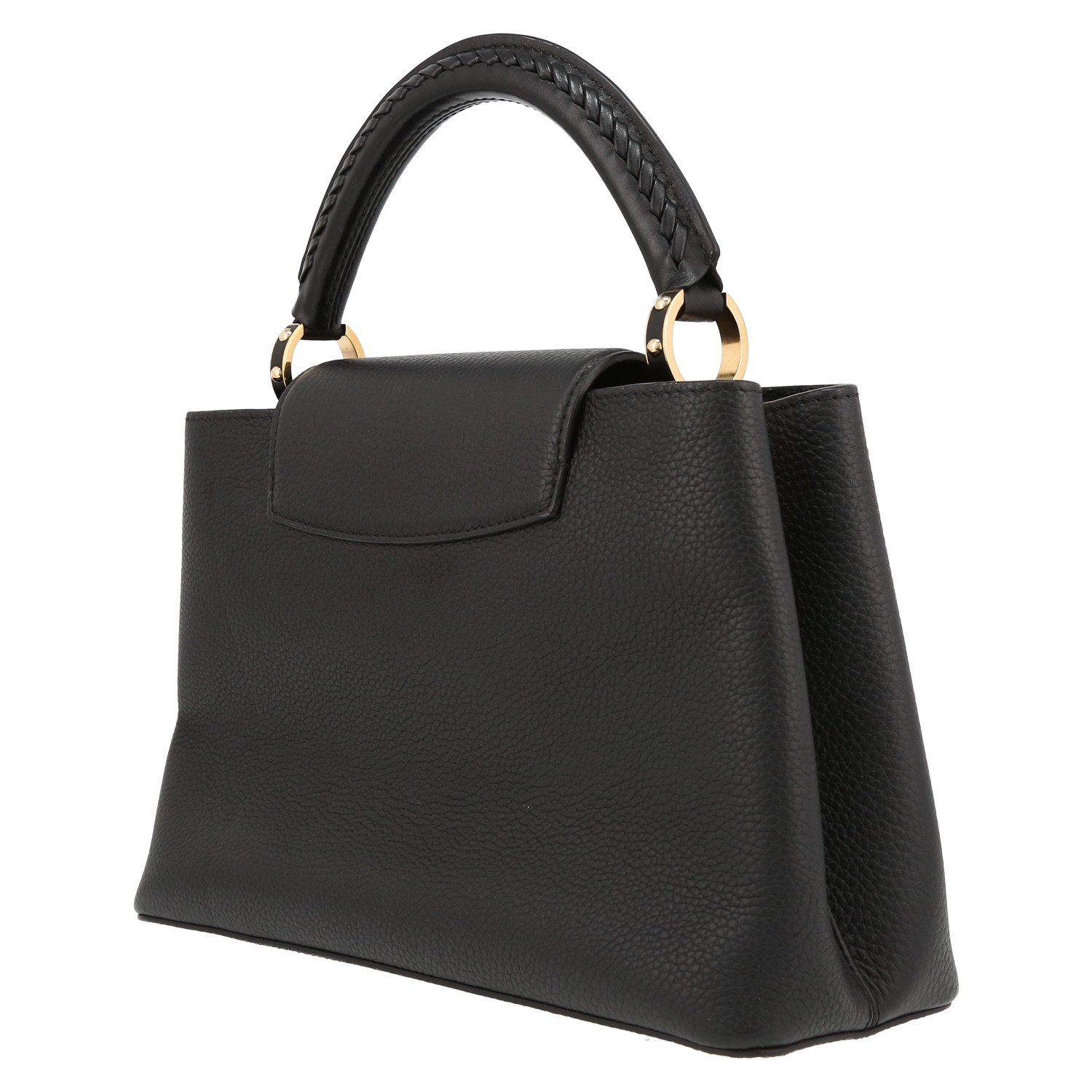 Sac à main Louis Vuitton  Capucines MM en cuir grainé noir - Detail D5