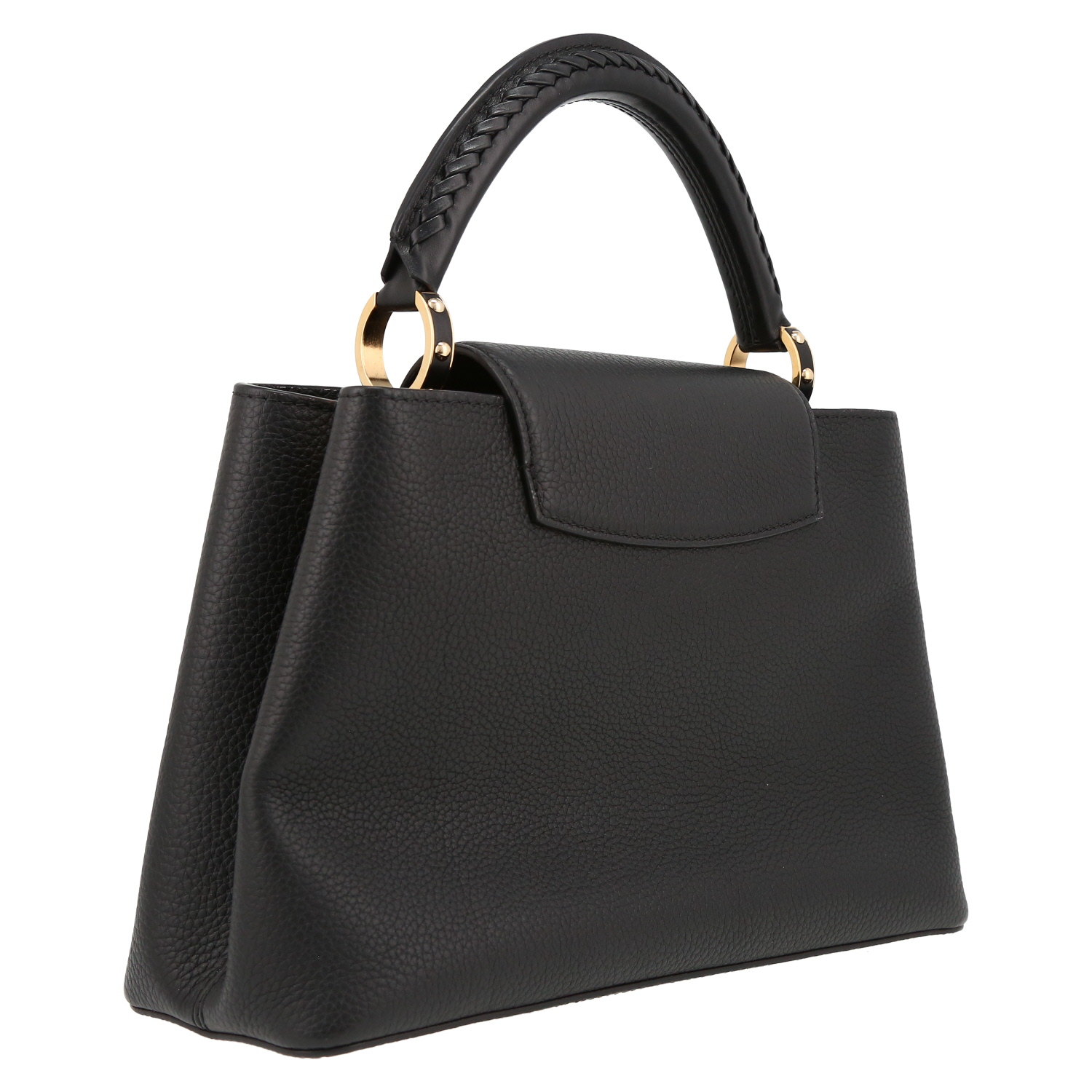 Louis Vuitton  Capucines MM handbag  in black grained leather - Detail D6