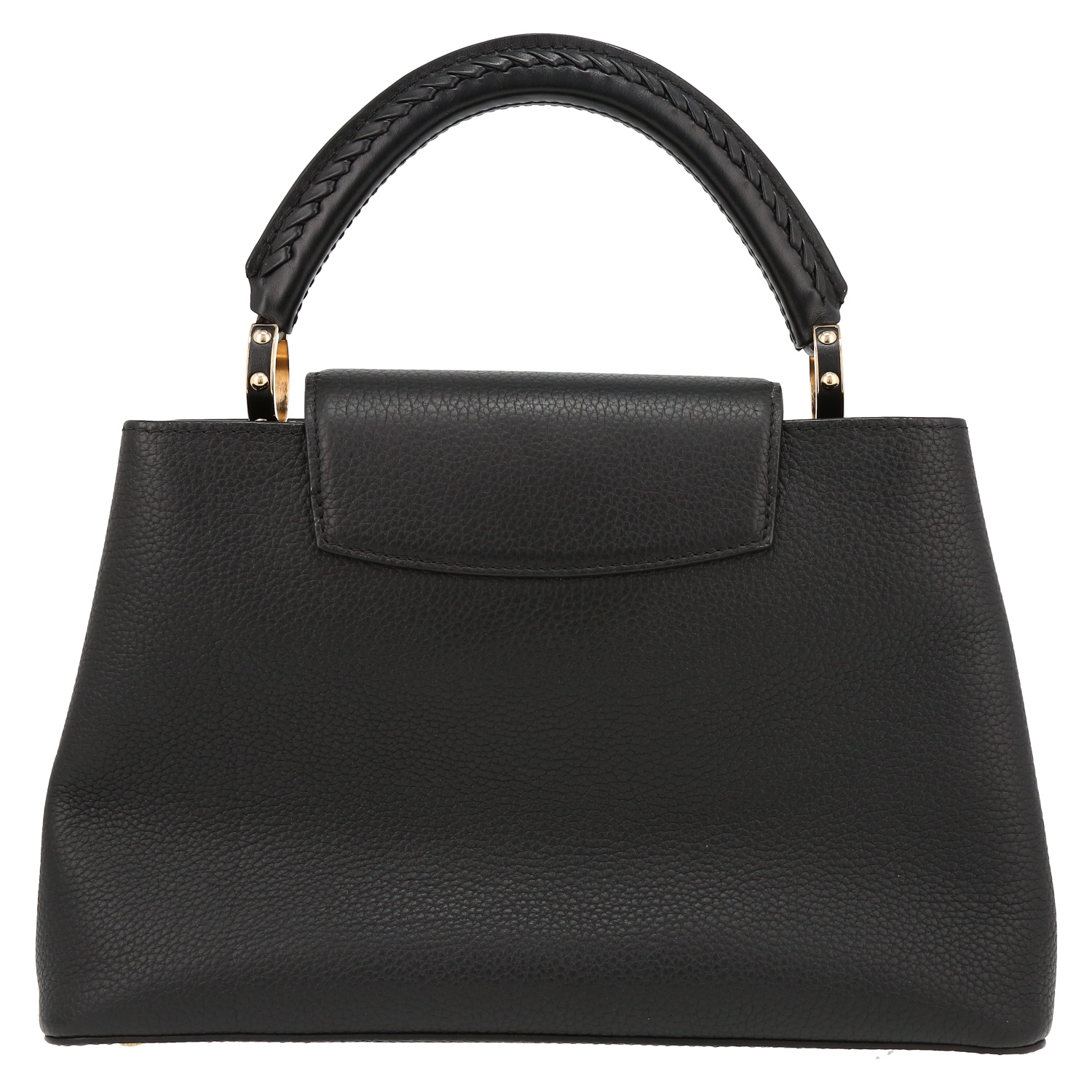 Sac à main Louis Vuitton  Capucines MM en cuir grainé noir - Detail D7