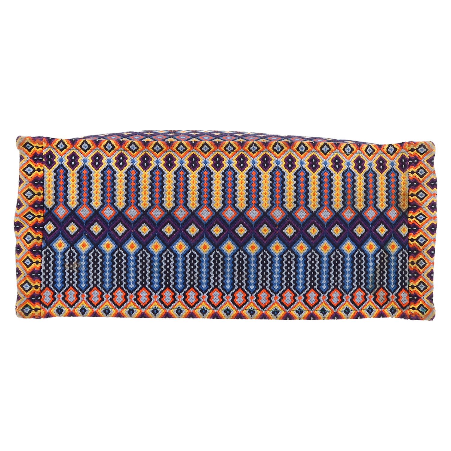 Sac cabas Dior  Book Tote en toile multicolore orange verte et bleue - Detail D4