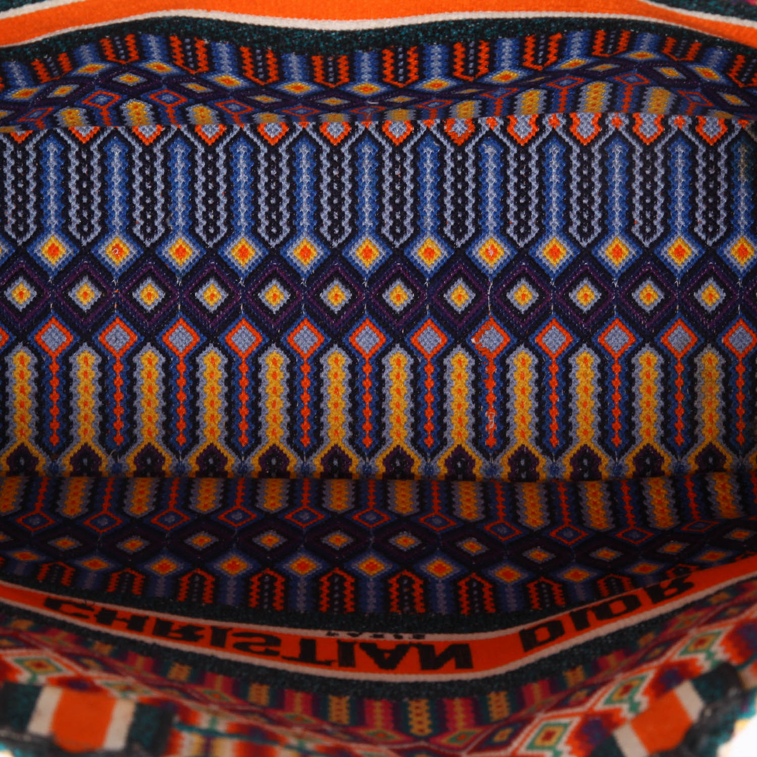 Bolso Cabás Dior  Book Tote en lona multicolor naranja verde y azul - Detail D8