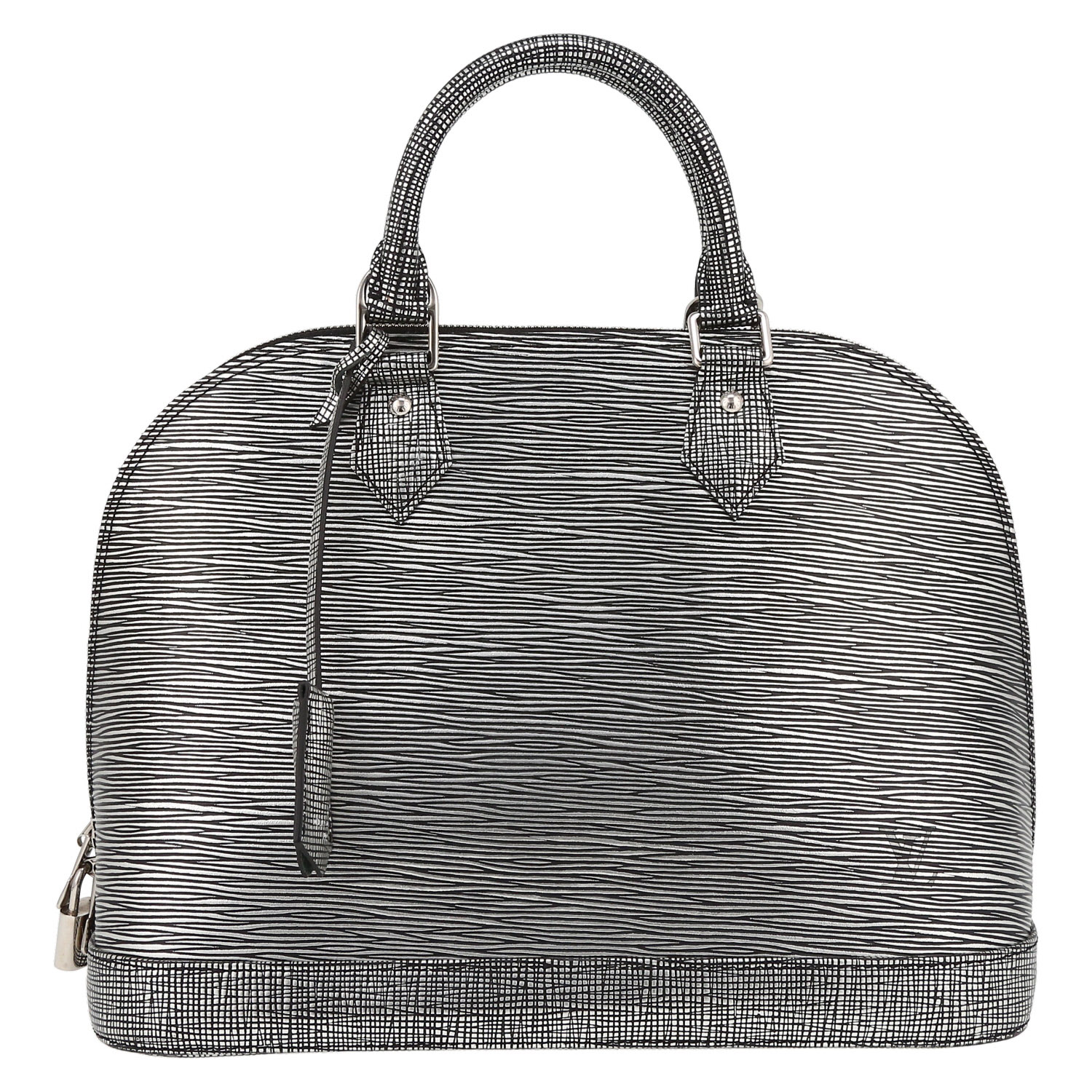 Louis Vuitton Alma small model handbag in silver epi leather - Detail D2