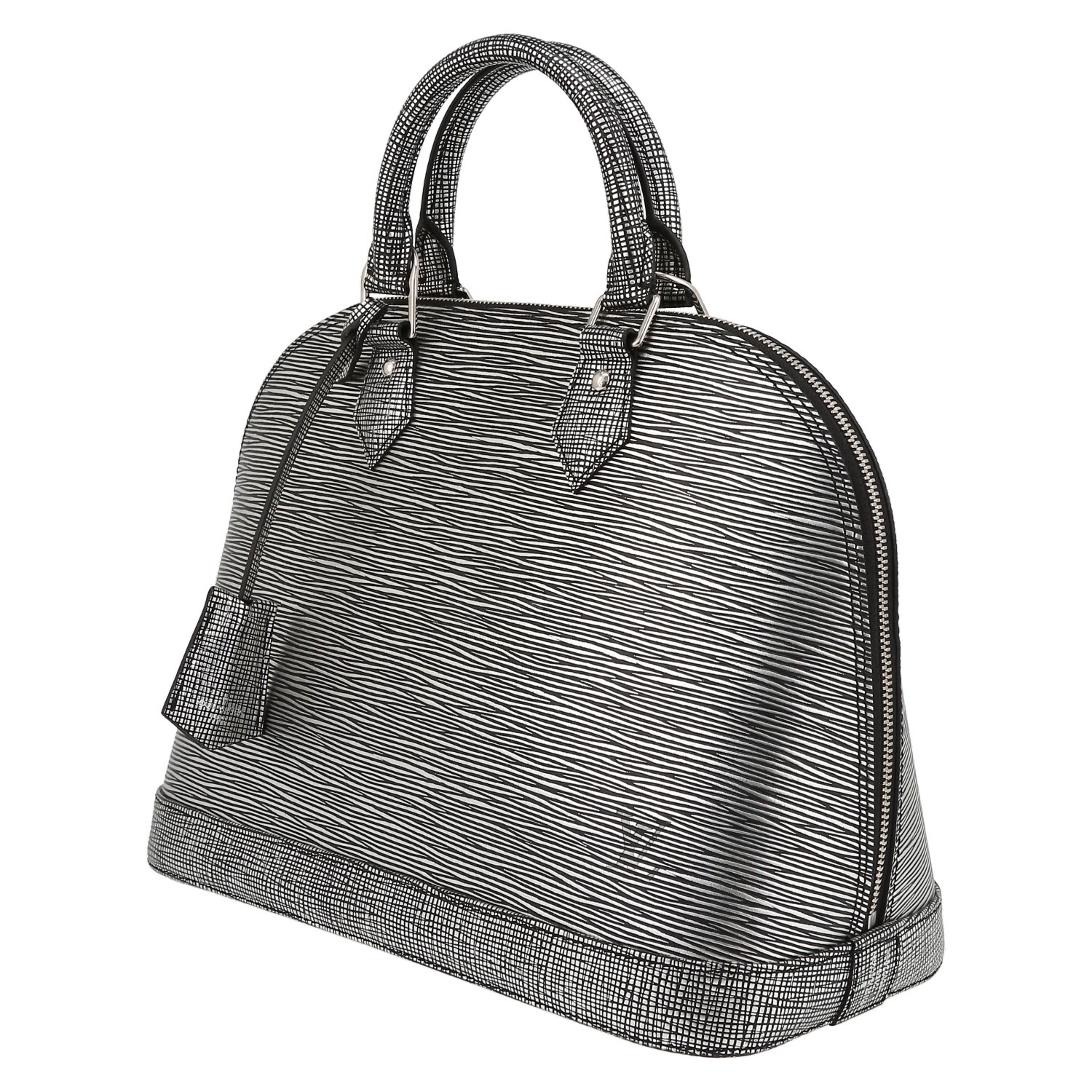 Louis Vuitton Alma small model handbag in silver epi leather - Detail D3