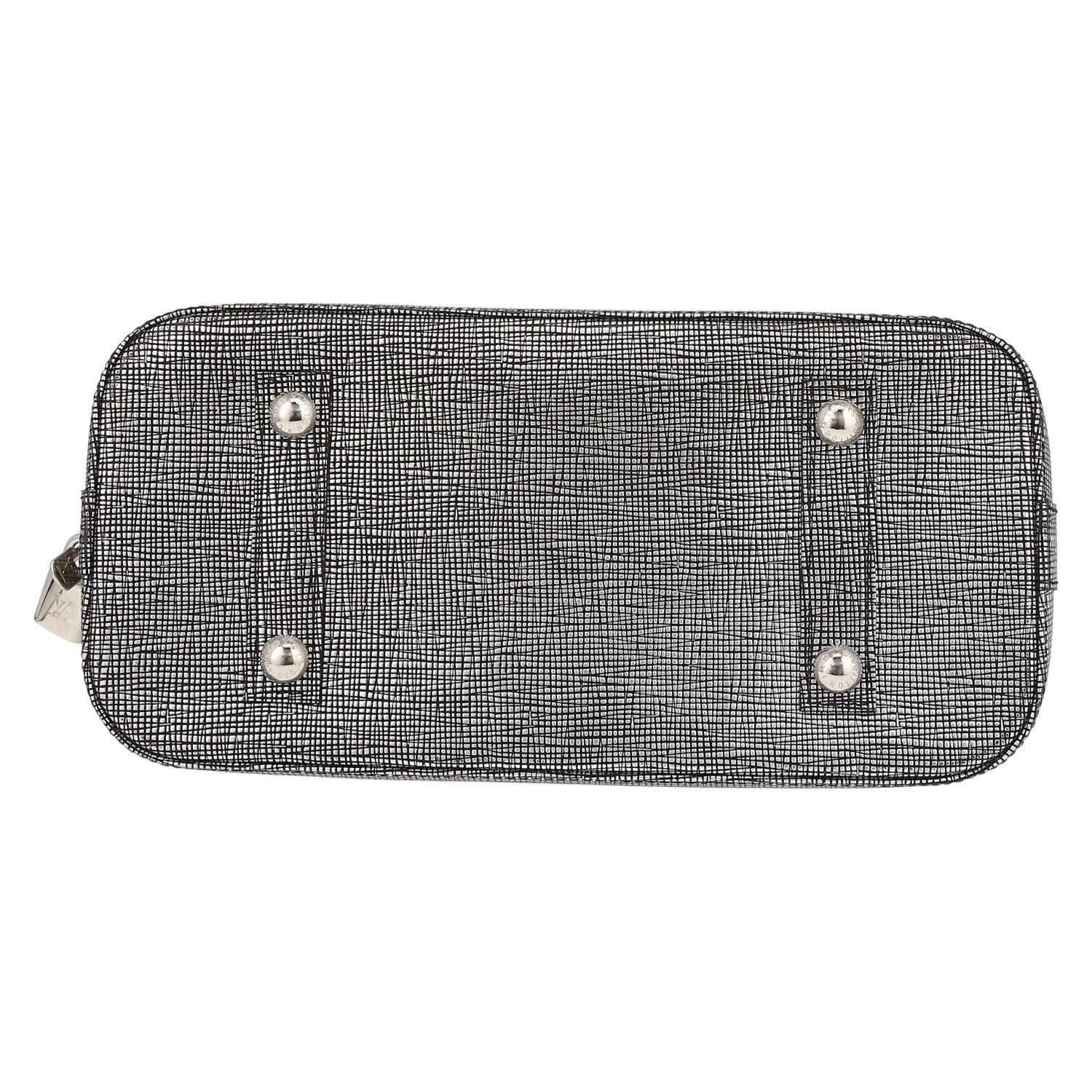 Louis Vuitton Alma small model handbag in silver epi leather - Detail D4