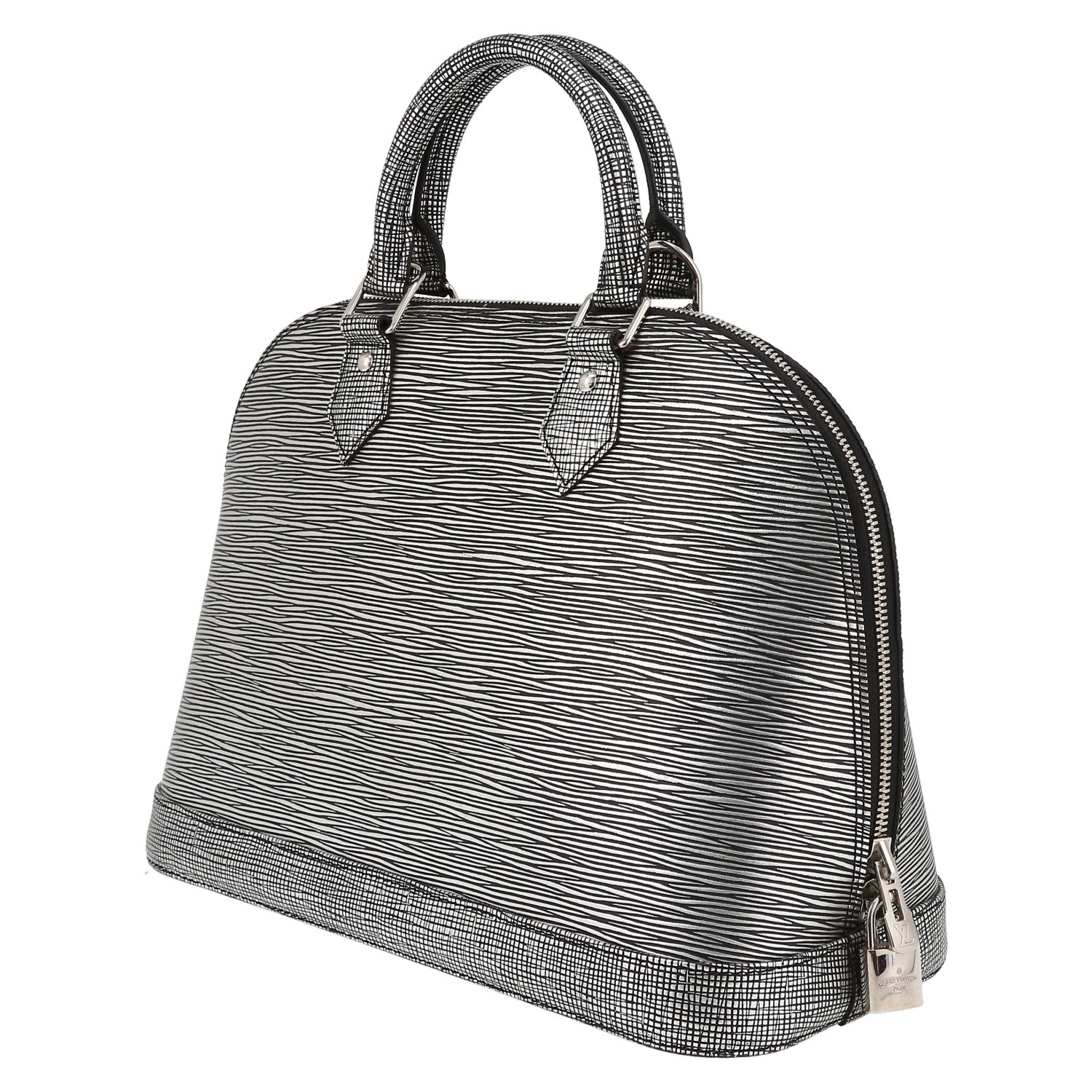 Louis Vuitton Alma small model handbag in silver epi leather - Detail D5