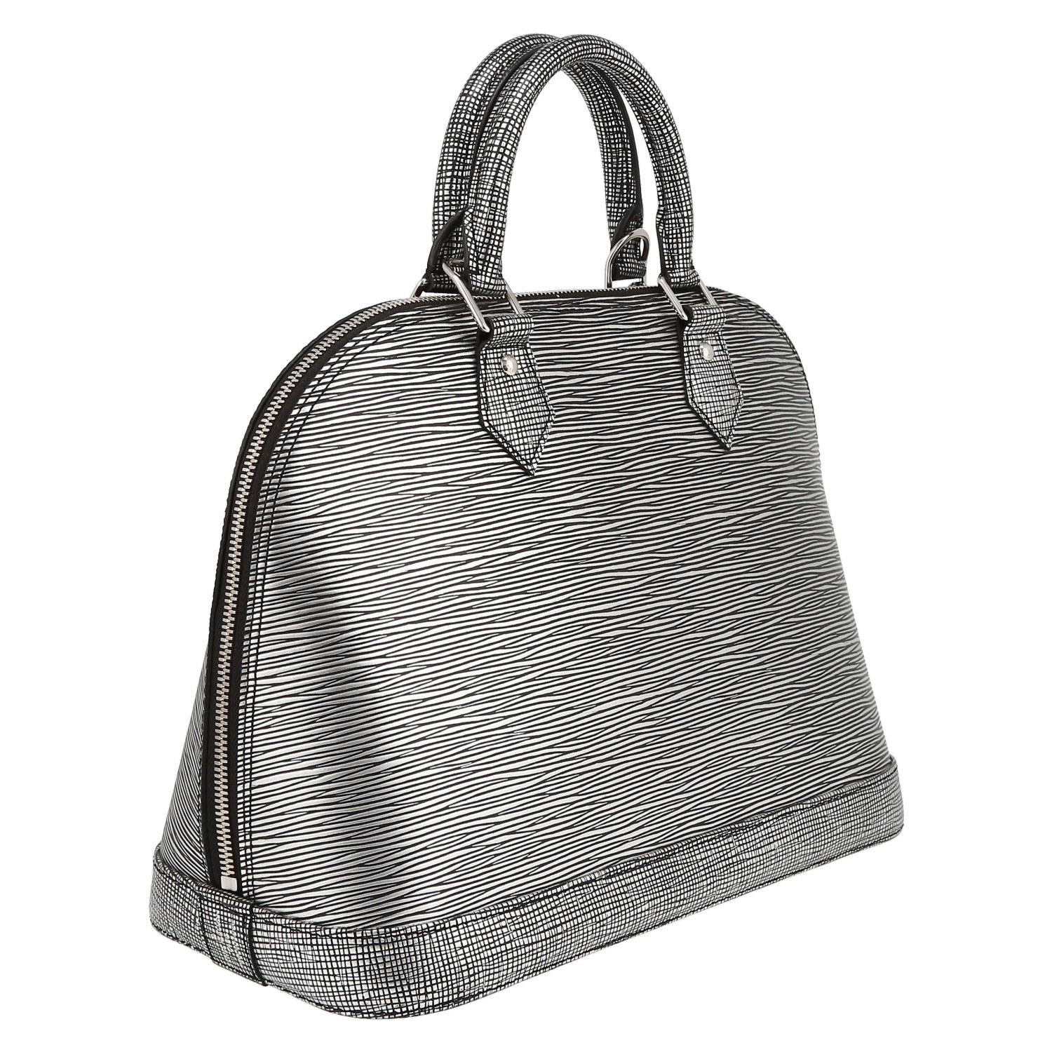 Louis Vuitton Alma small model handbag in silver epi leather - Detail D6