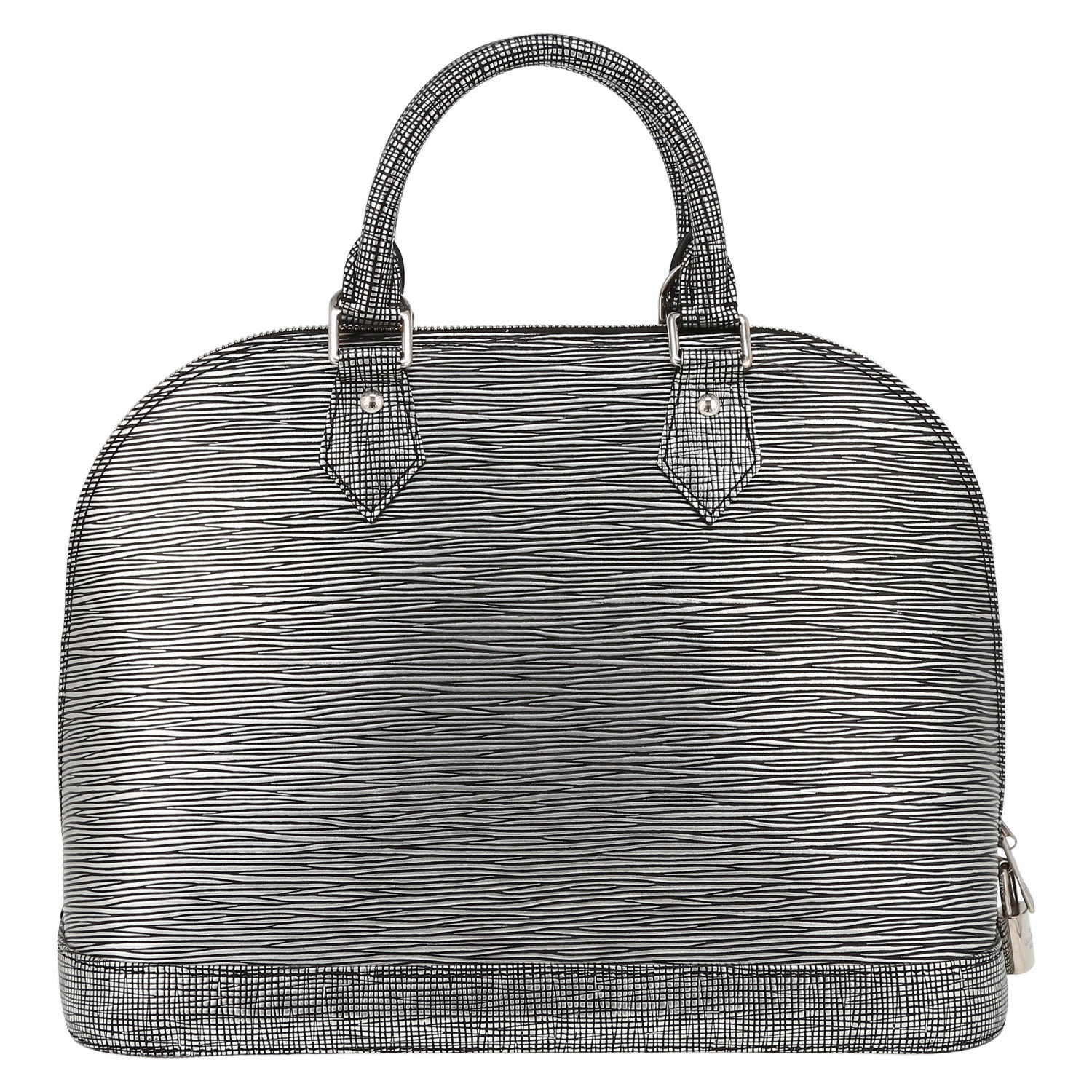 Louis Vuitton Alma small model handbag in silver epi leather - Detail D7