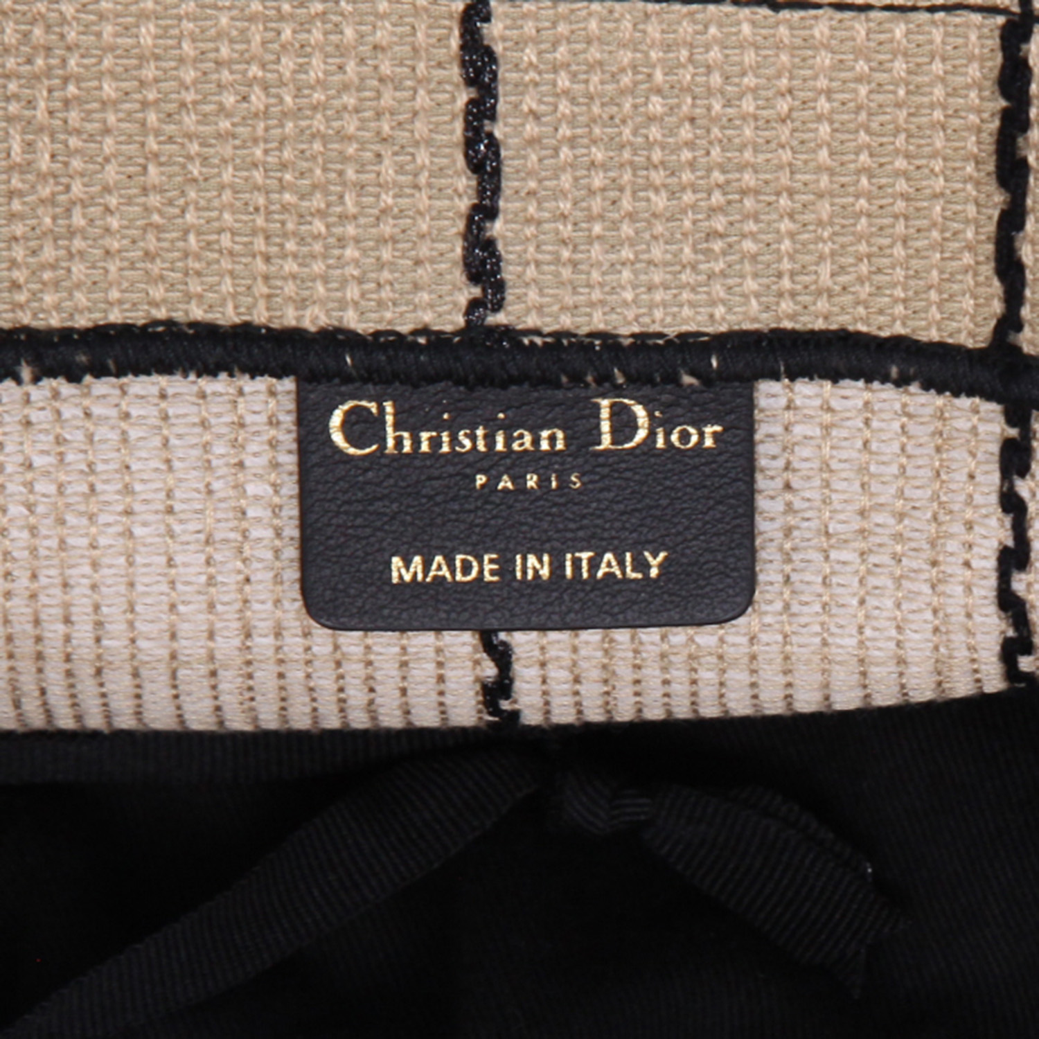 Dior Book Tote shopping bag in black and beige canvas - Detail D9