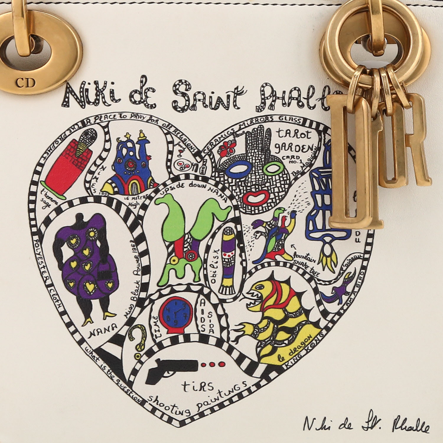 Bolso de mano Dior  Lady Dior Edition Limitée Niki de Saint Phalle en cuero blanco - Detail D1