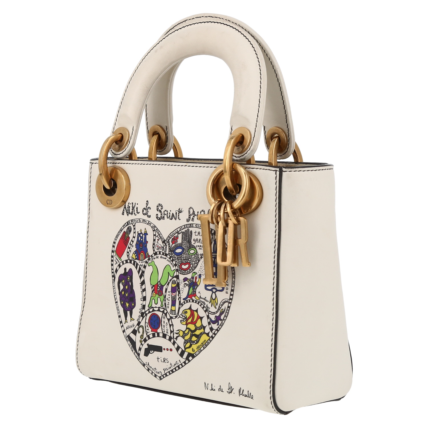 Sac à main Dior  Lady Dior Edition Limitée Niki de Saint Phalle en cuir blanc - Detail D3
