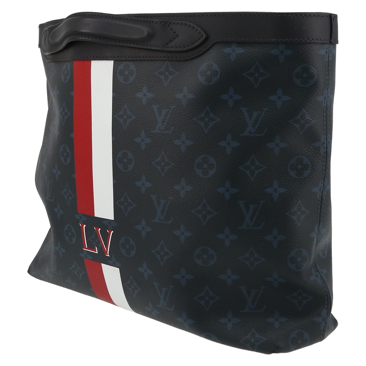 Louis Vuitton  Monogram Cobalt Ultralight Tote Bag in tela monogram nera e pelle nera - Detail D3