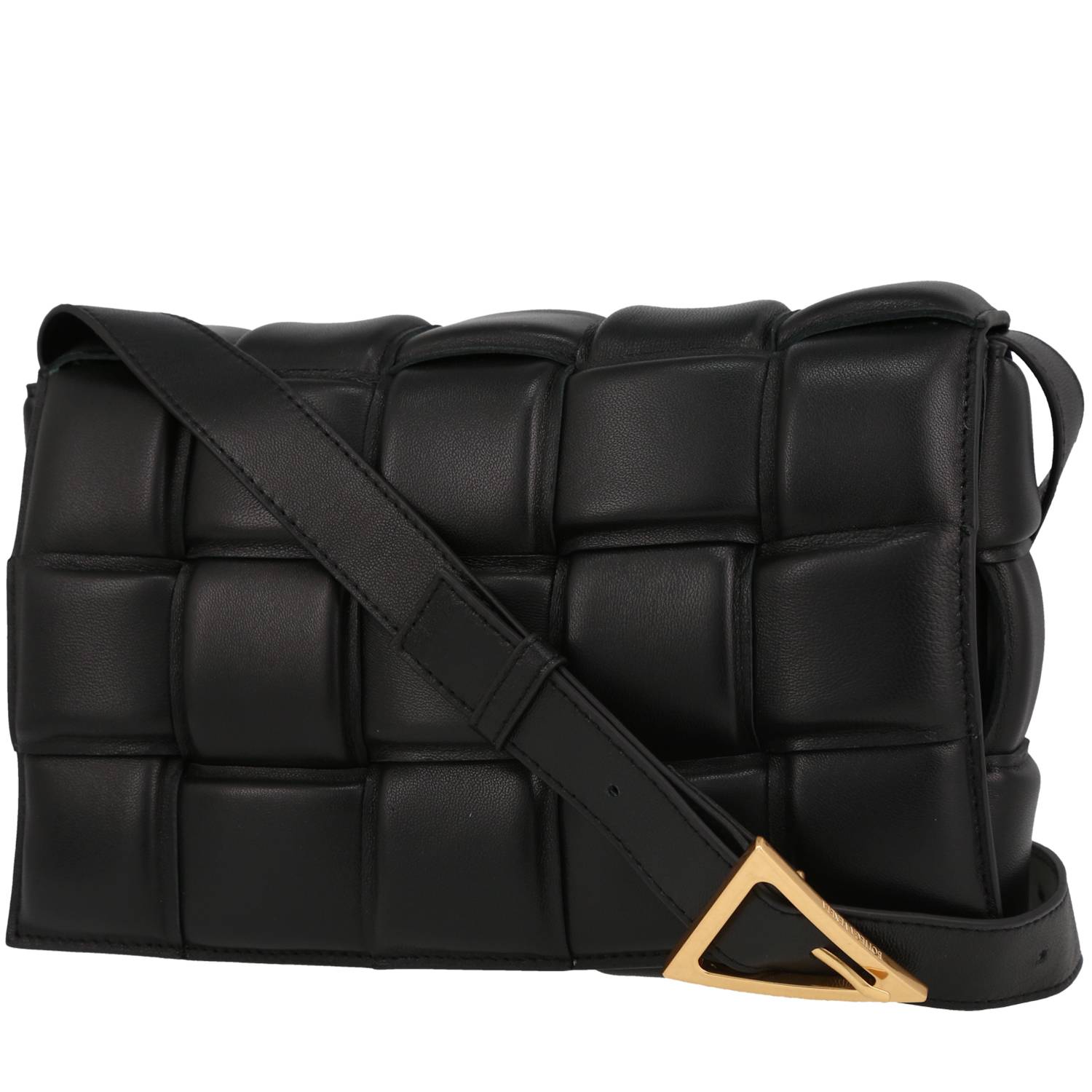 Cassette Leather Shoulder Bag in Black - Bottega Veneta