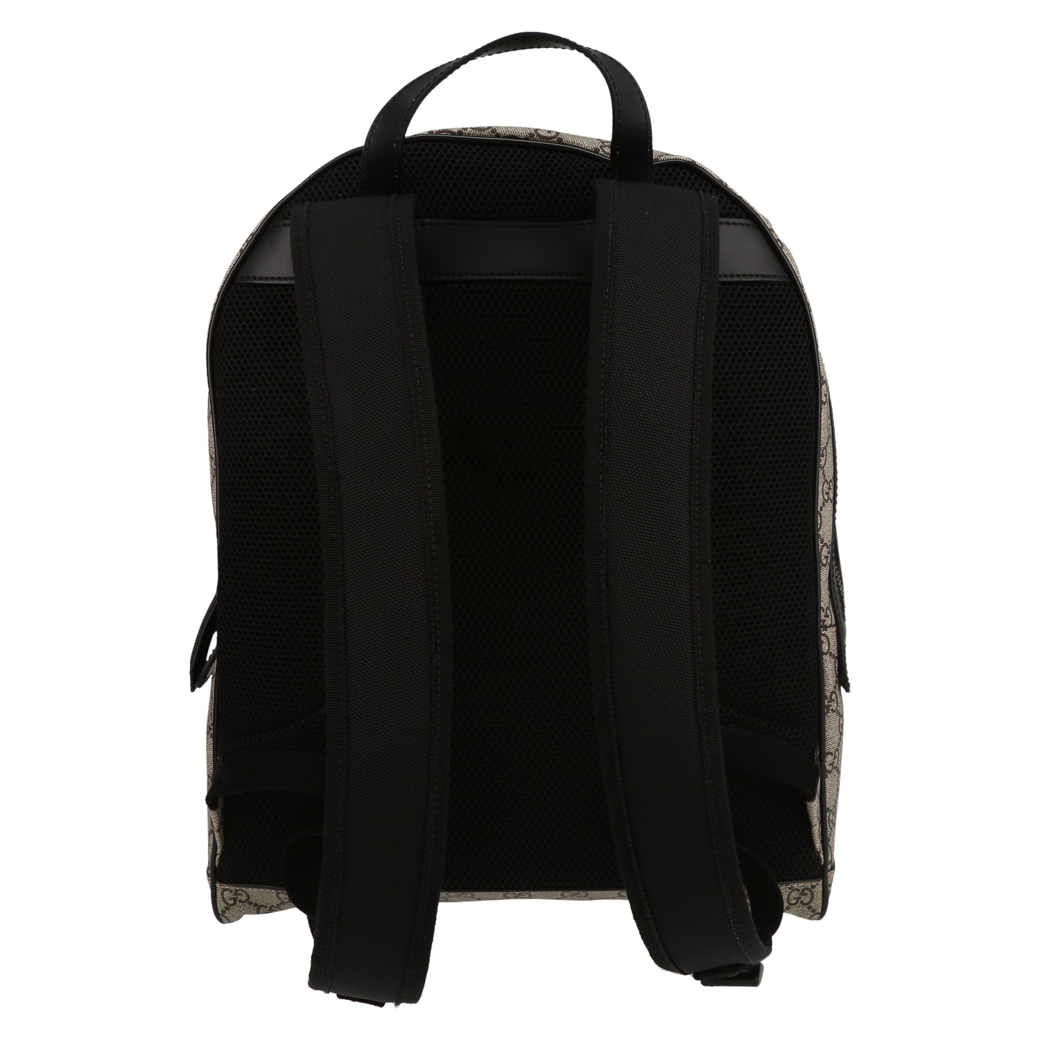 Gucci  Suprême GG backpack  in beige monogram canvas  and brown leather - Detail D7