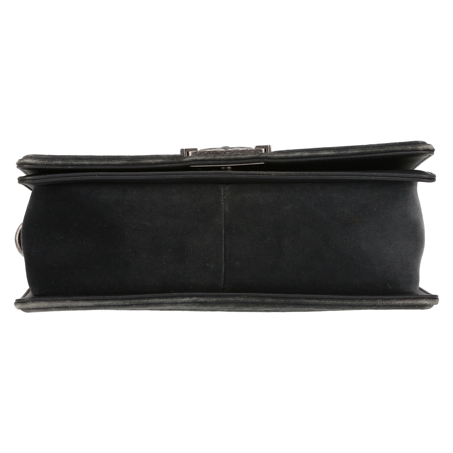Chanel Boy shoulder bag in grey quilted velvet - Detail D4