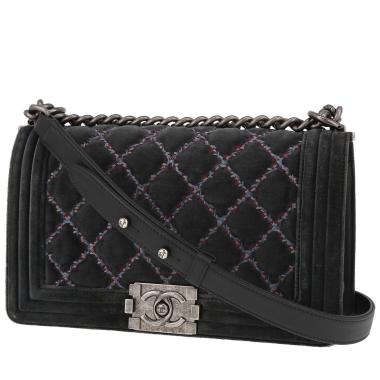 Bolso bandolera Chanel  Boy en terciopelo acolchado gris